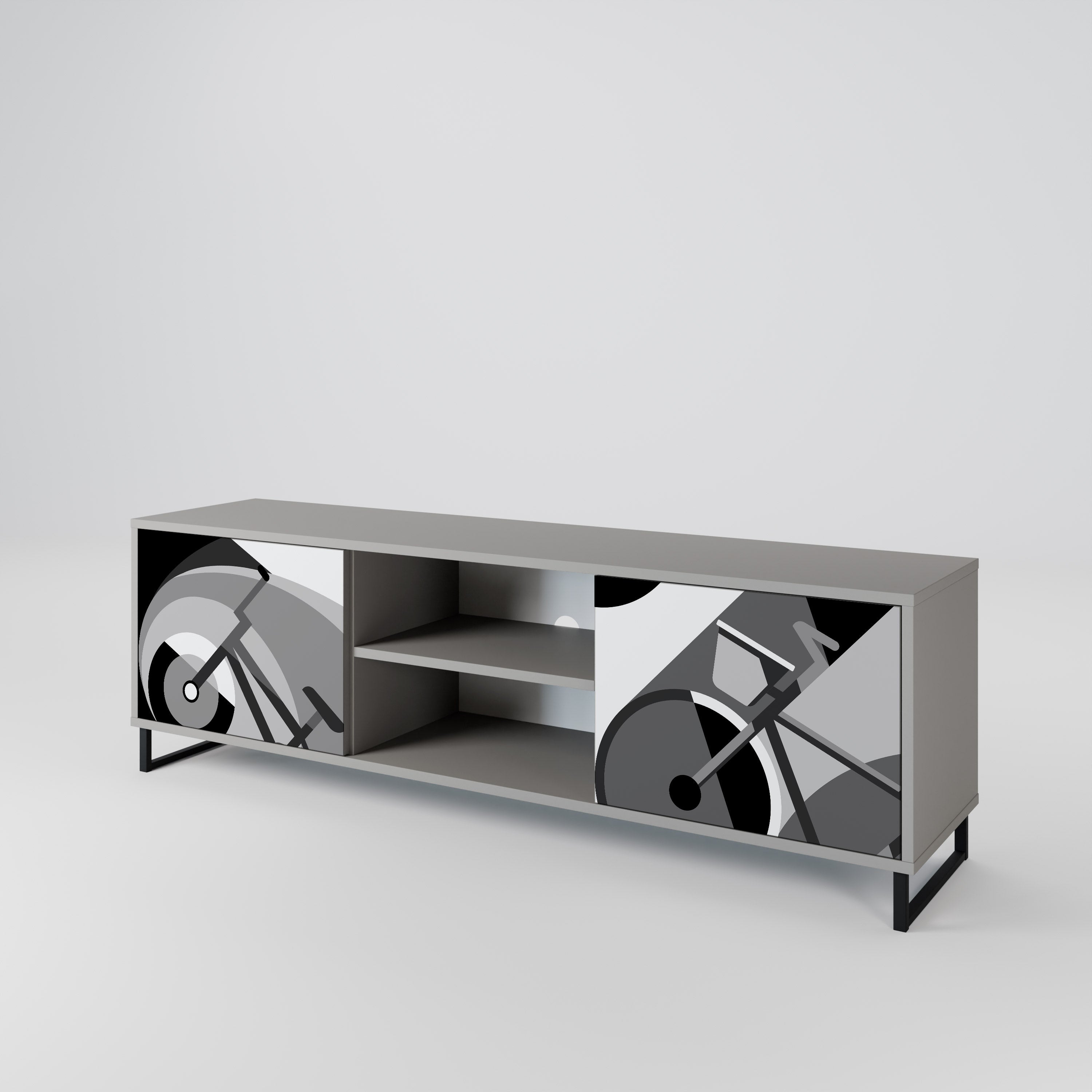 BIKE ENERGY 2-Door TV Stand in Grey Finish