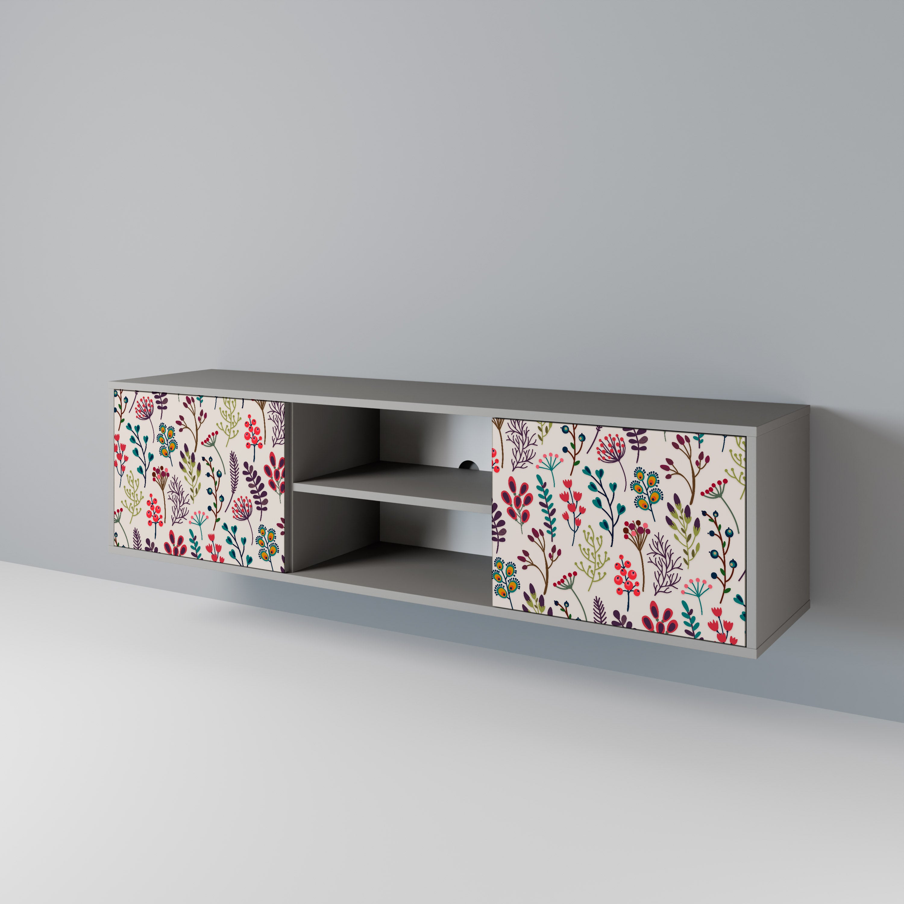 AUTUMN SUNDRIES 2-Door TV Stand in Grey Finish
