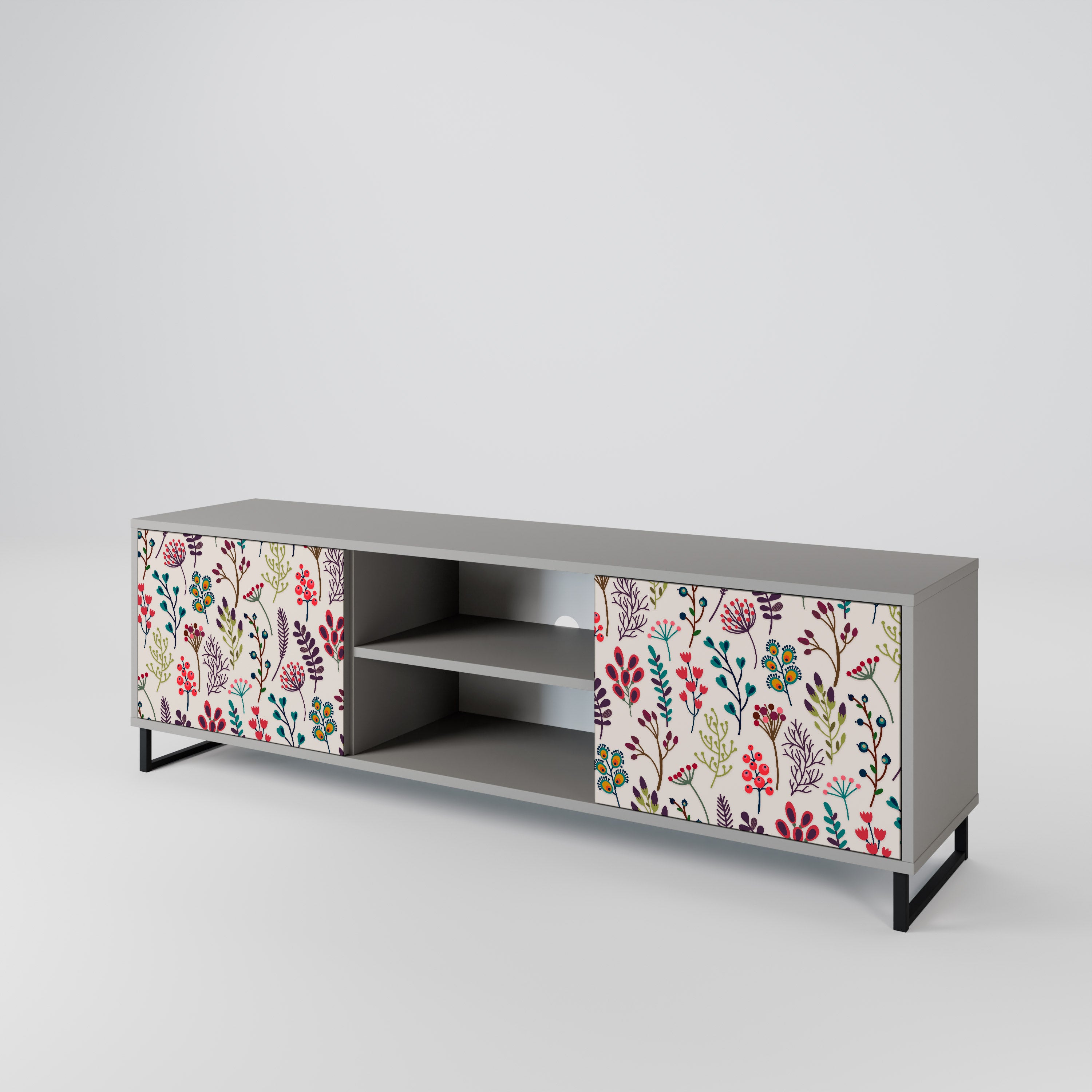 AUTUMN SUNDRIES 2-Door TV Stand in Grey Finish