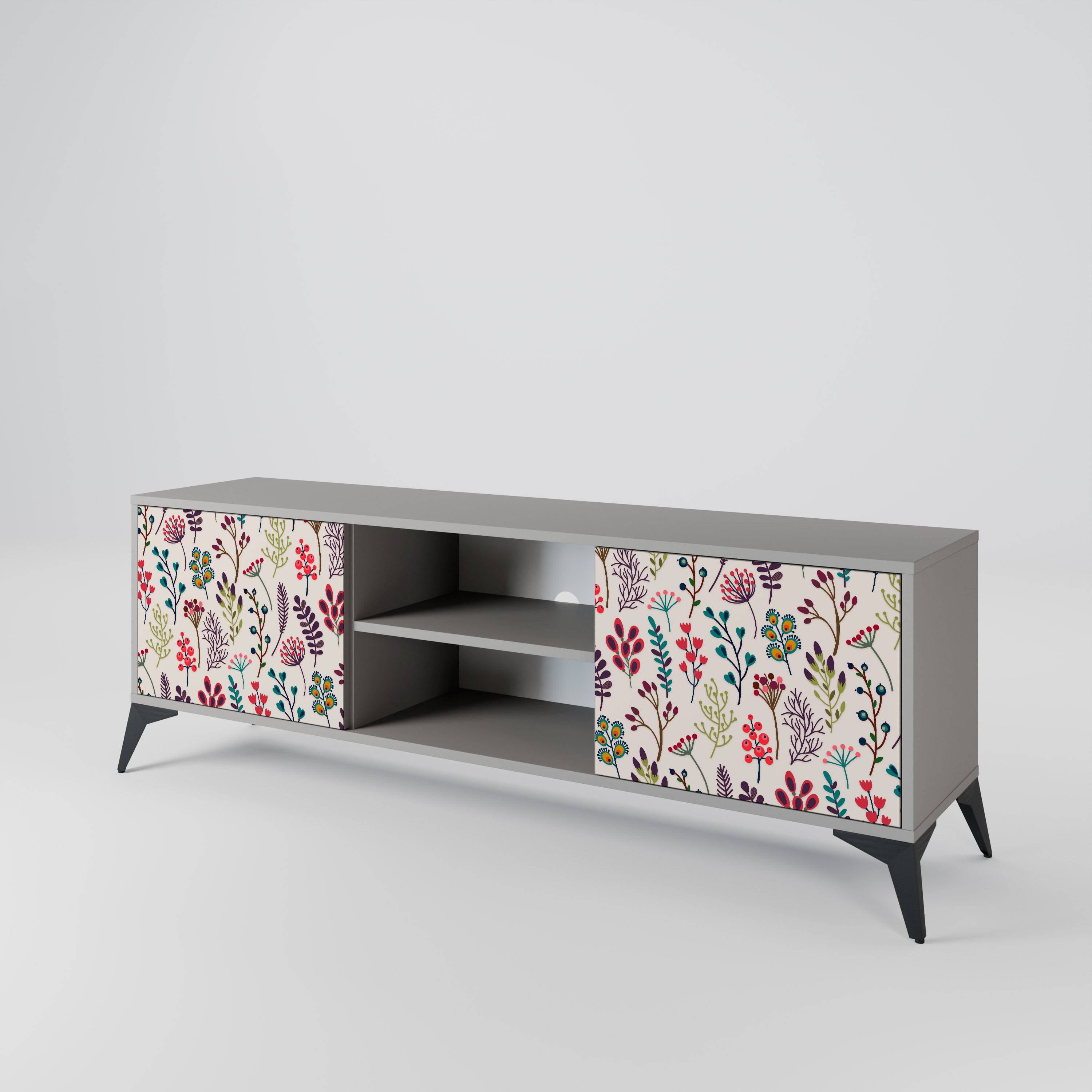 AUTUMN SUNDRIES 2-Door TV Stand in Grey Finish
