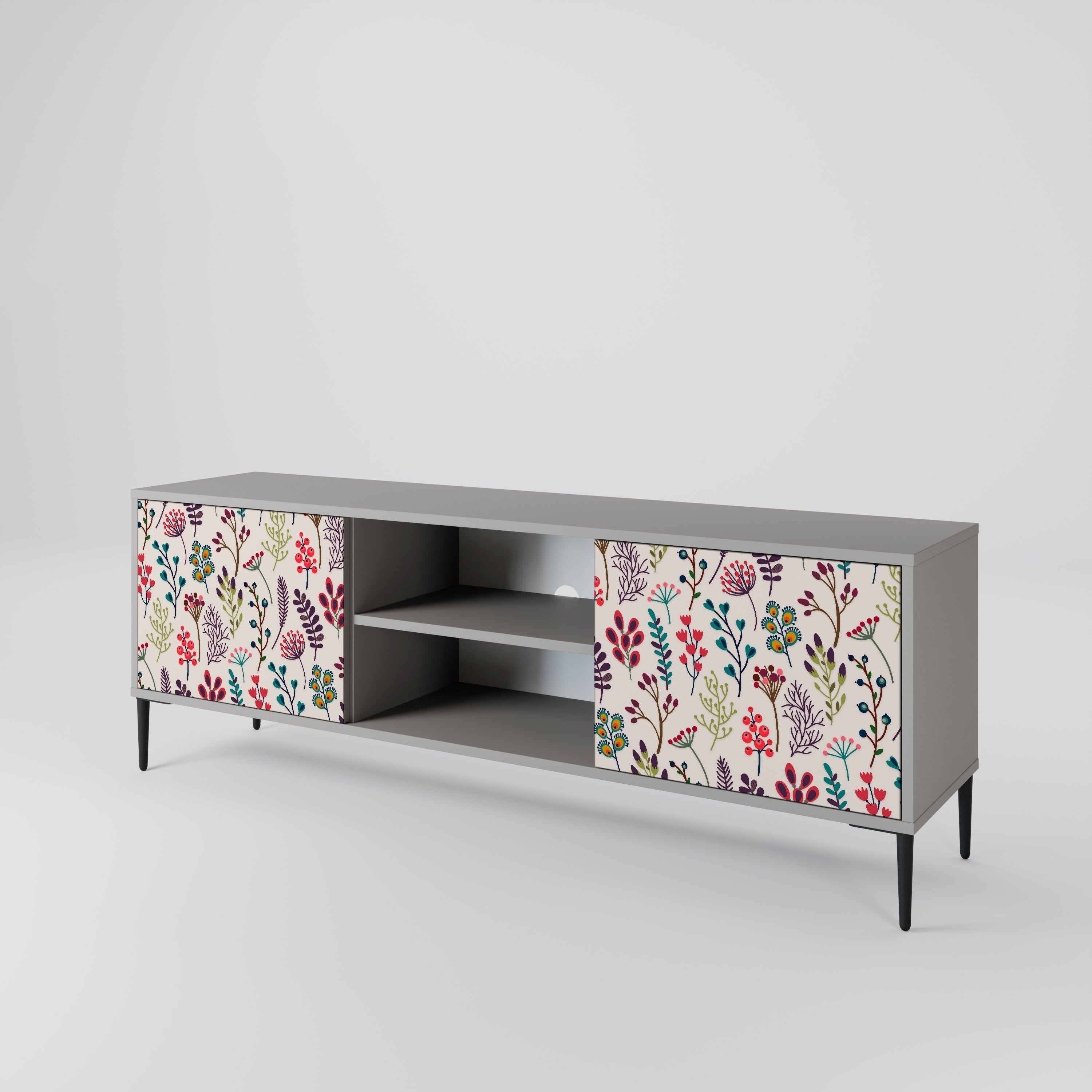 AUTUMN SUNDRIES 2-Door TV Stand in Grey Finish