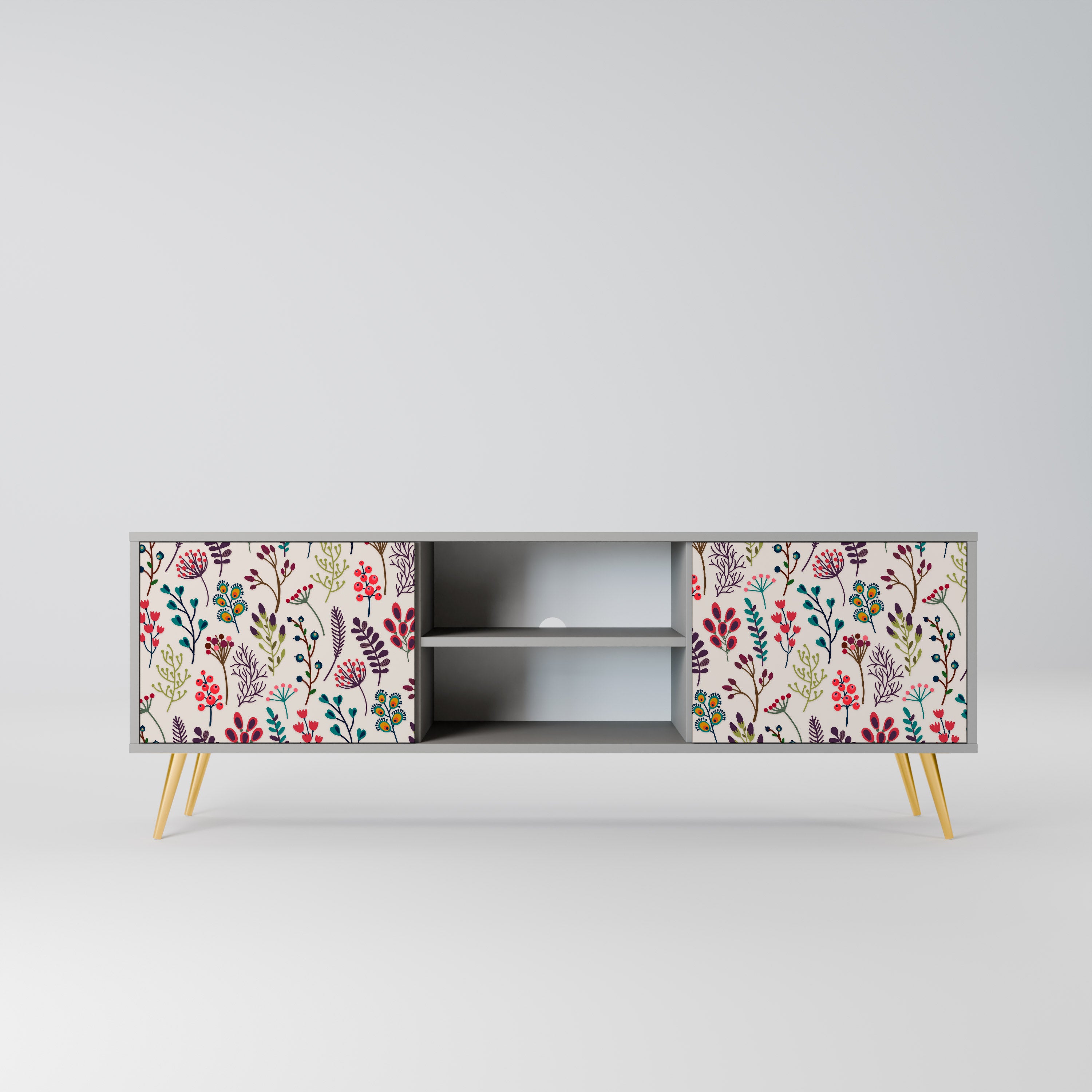 AUTUMN SUNDRIES 2-Door TV Stand in Grey Finish