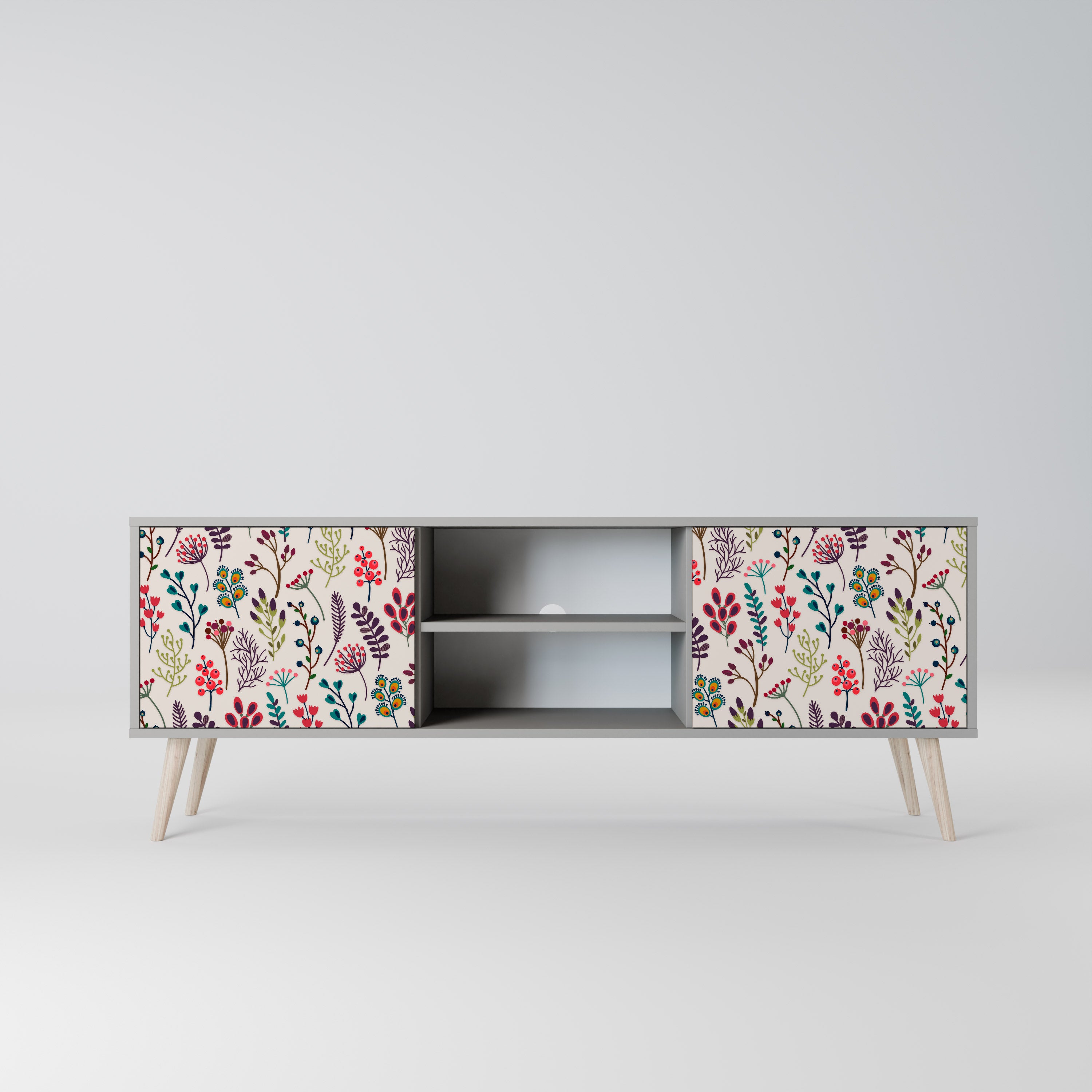 AUTUMN SUNDRIES 2-Door TV Stand in Grey Finish