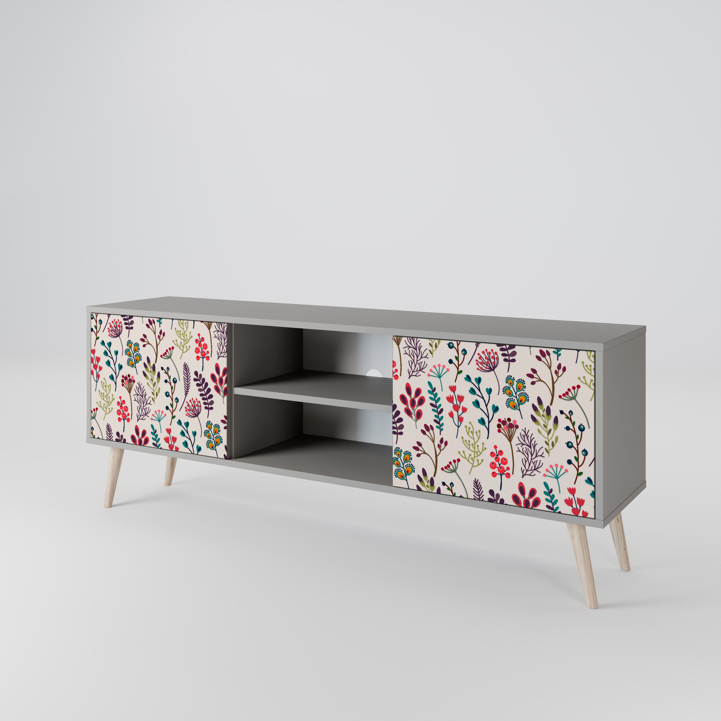 AUTUMN SUNDRIES 2-Door TV Stand in Grey Finish