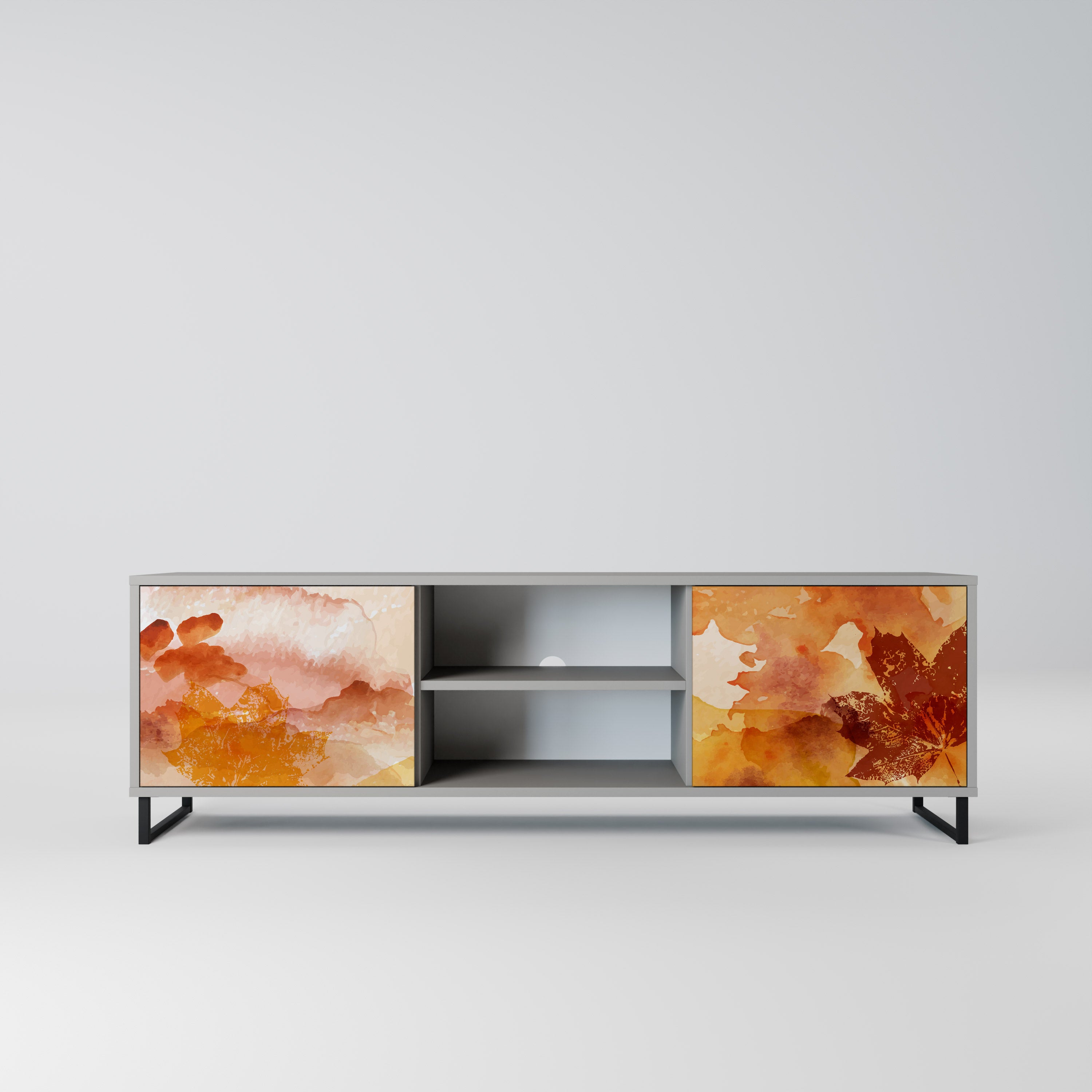 TRACES OF AUTUMN 2-Door TV Stand in Grey Finish