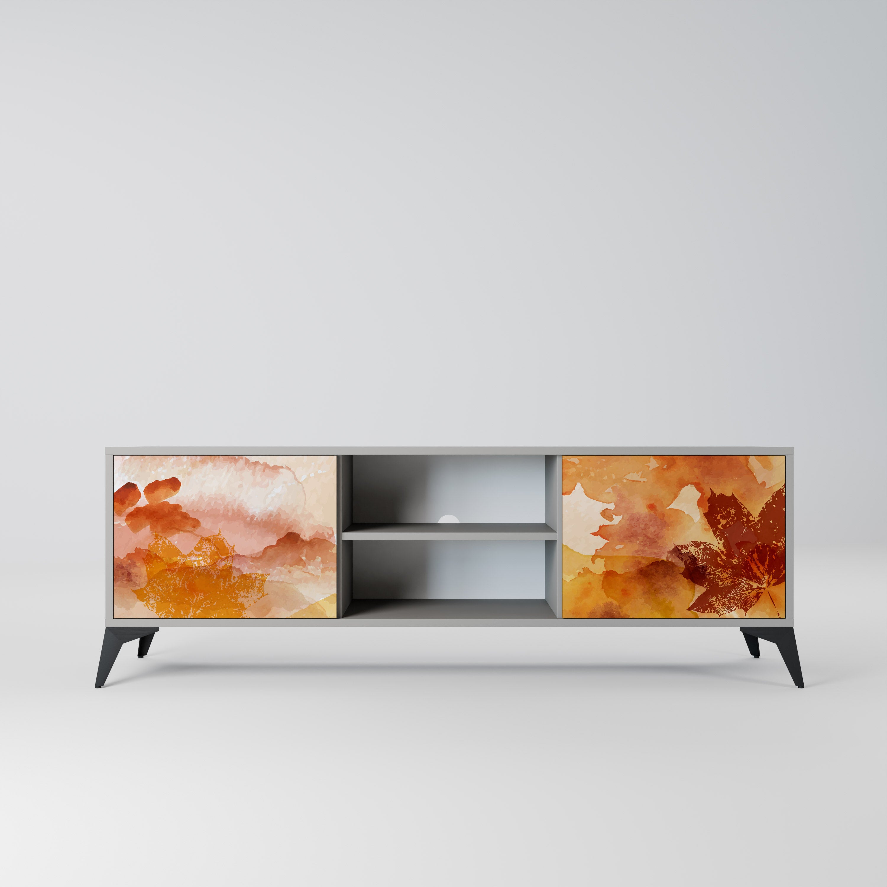 TRACES OF AUTUMN 2-Door TV Stand in Grey Finish