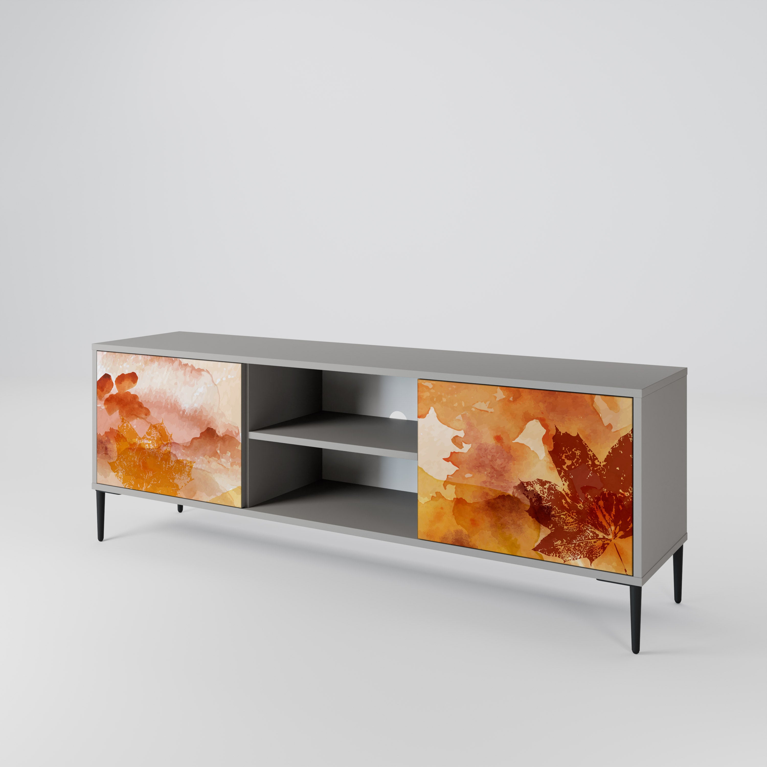 TRACES OF AUTUMN 2-Door TV Stand in Grey Finish