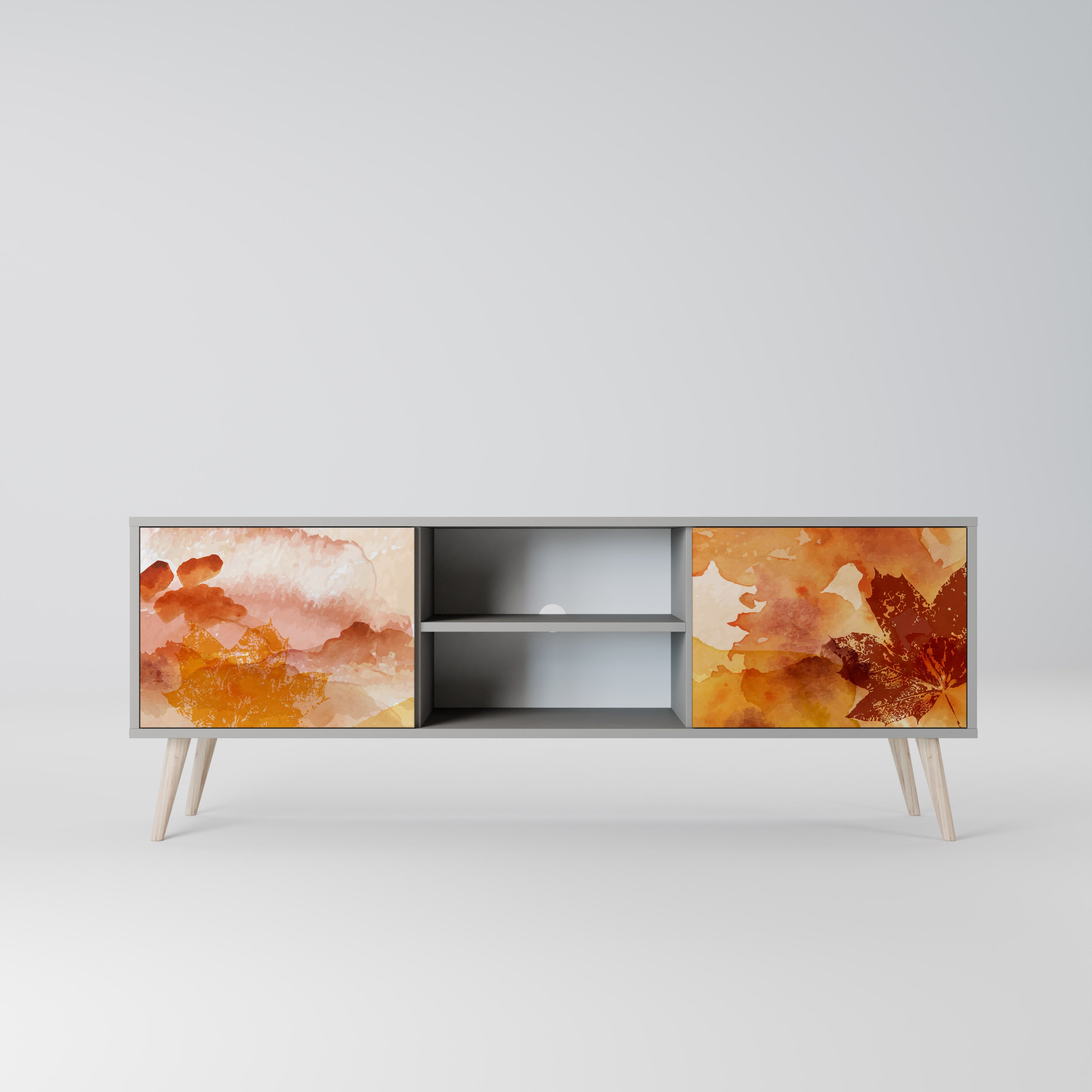 TRACES OF AUTUMN 2-Door TV Stand in Grey Finish