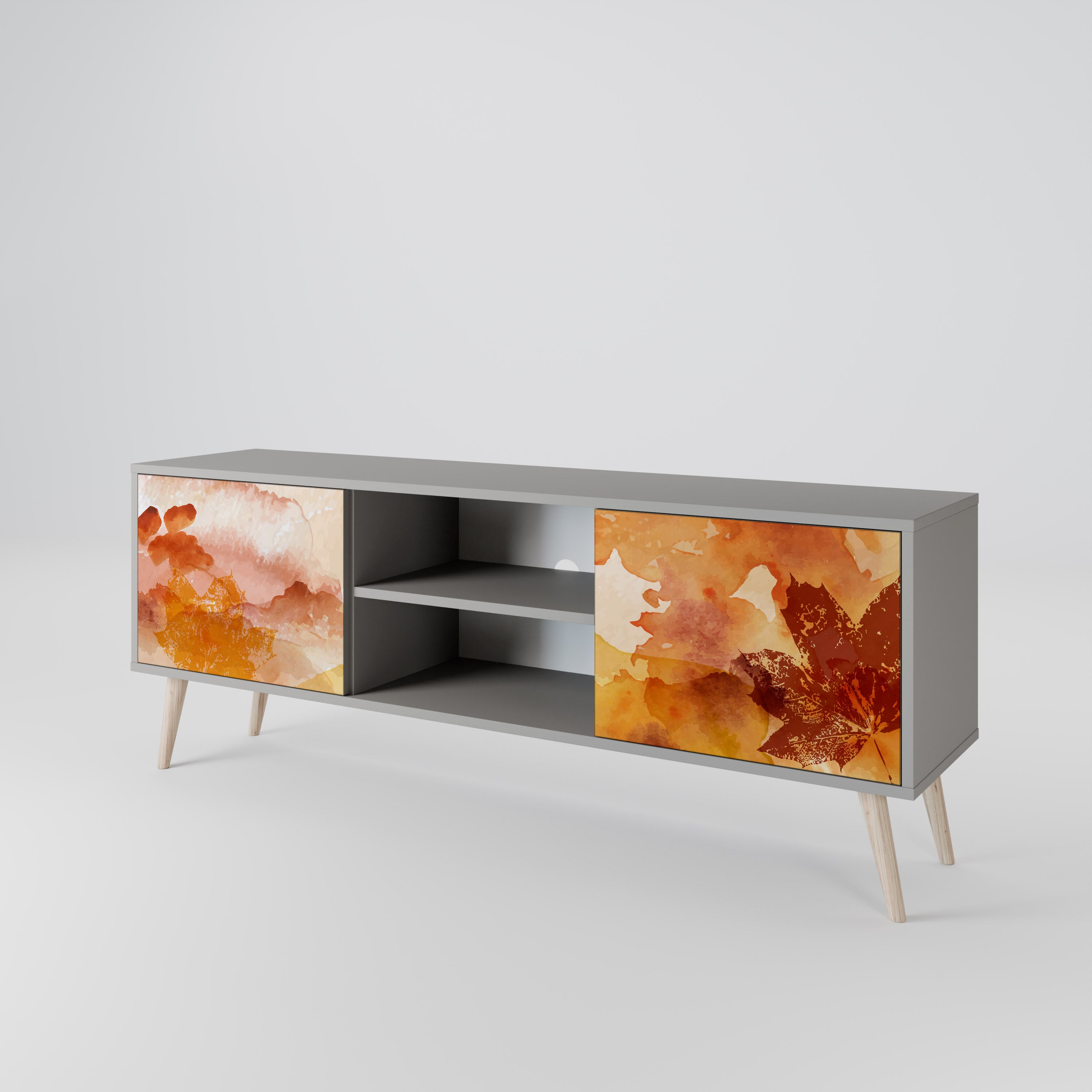 TRACES OF AUTUMN 2-Door TV Stand in Grey Finish