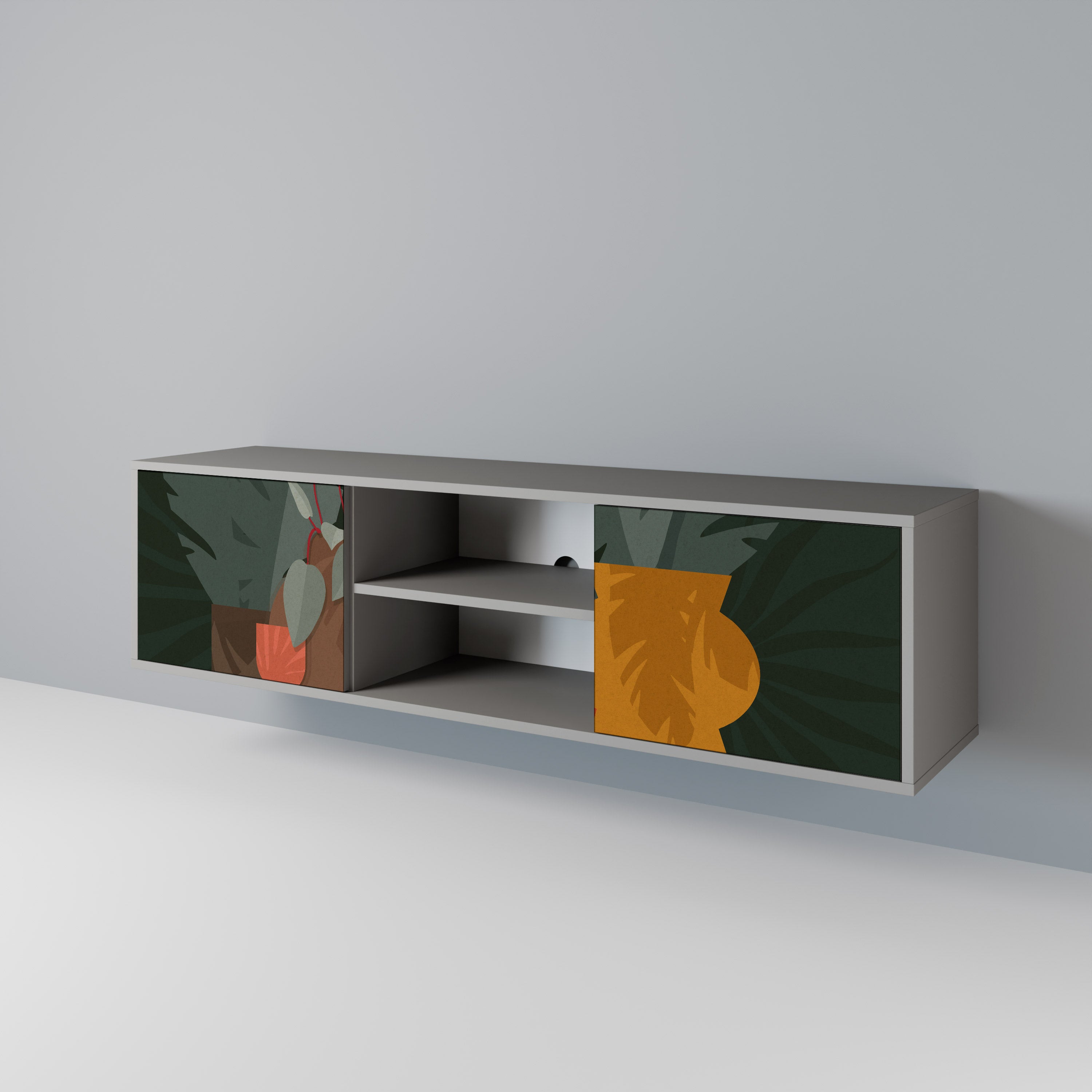 TROPICAL COMPOSITION 2-Door TV Stand in Grey Finish