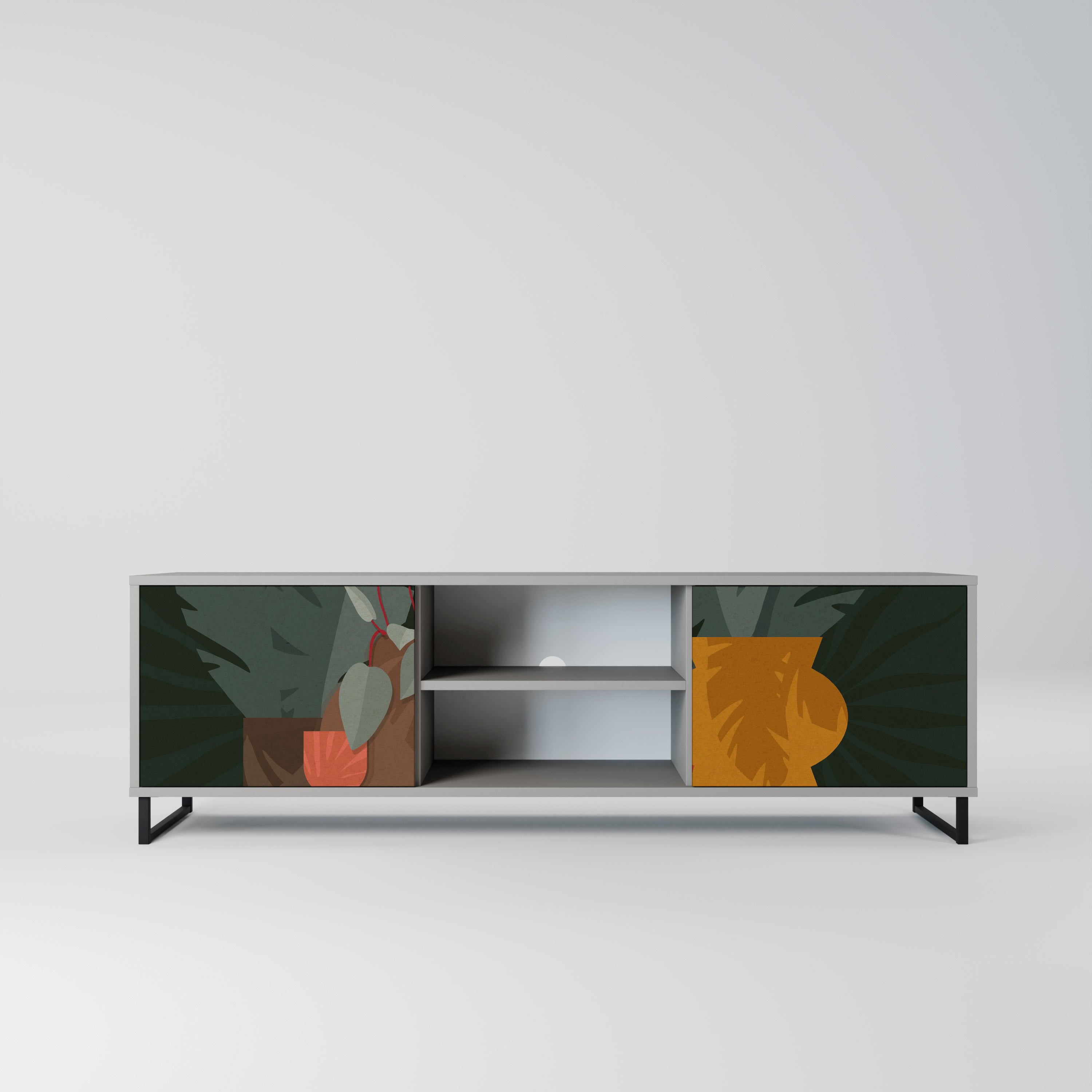 TROPICAL COMPOSITION 2-Door TV Stand in Grey Finish