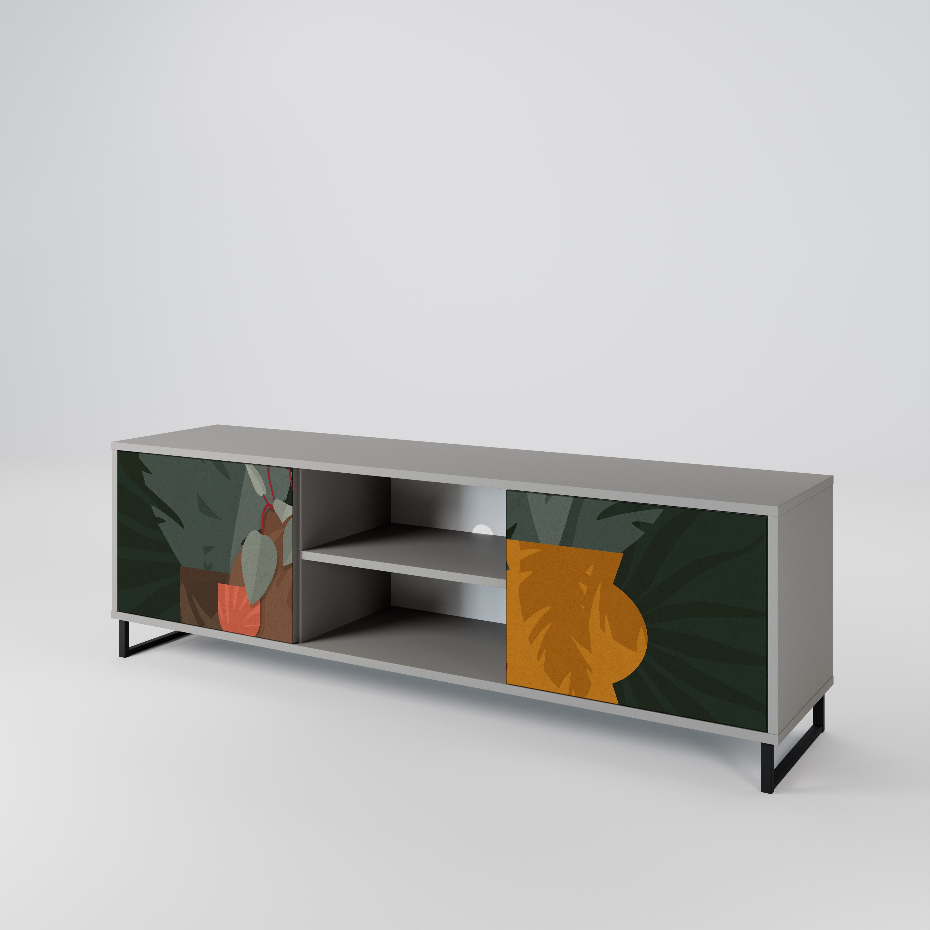 TROPICAL COMPOSITION 2-Door TV Stand in Grey Finish