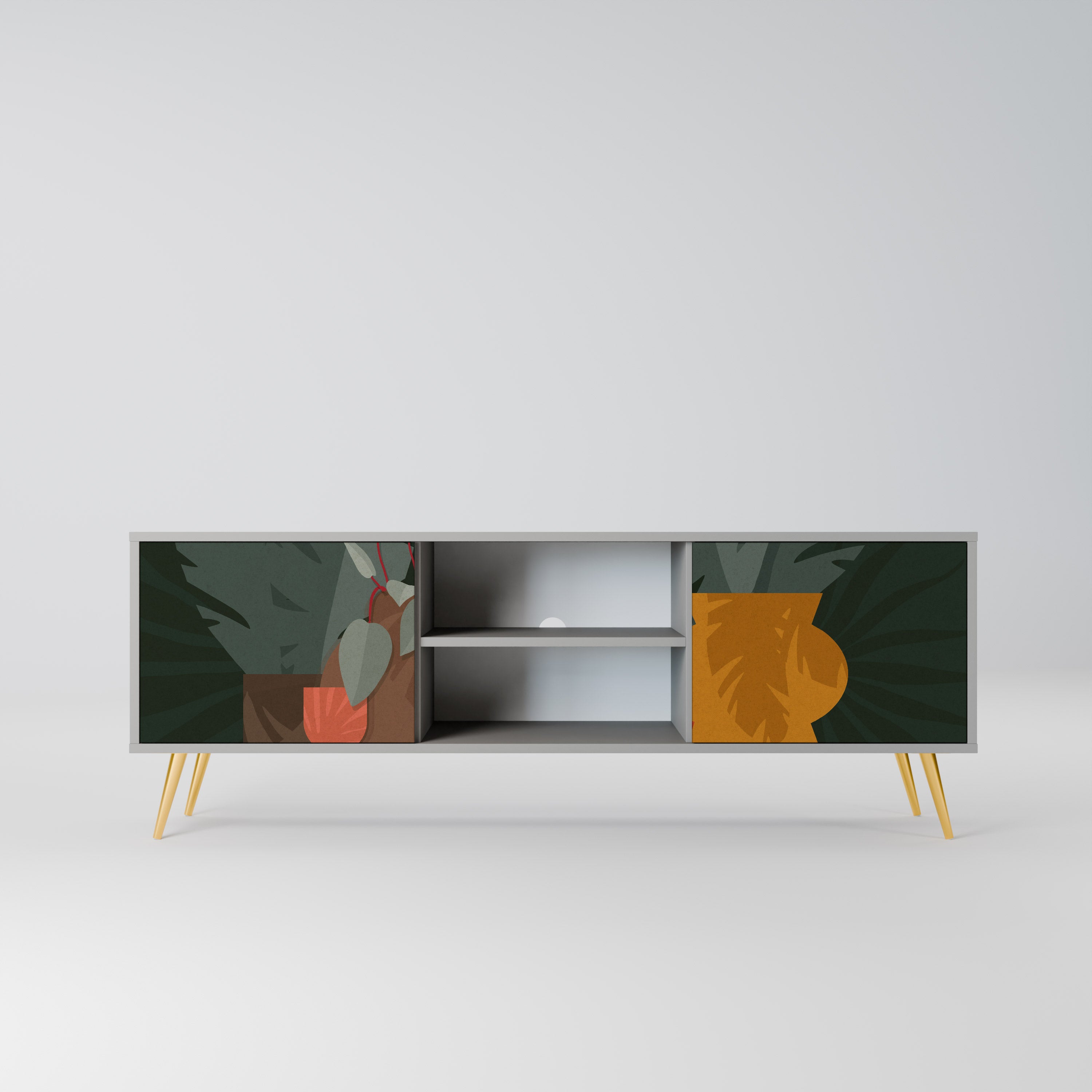TROPICAL COMPOSITION 2-Door TV Stand in Grey Finish