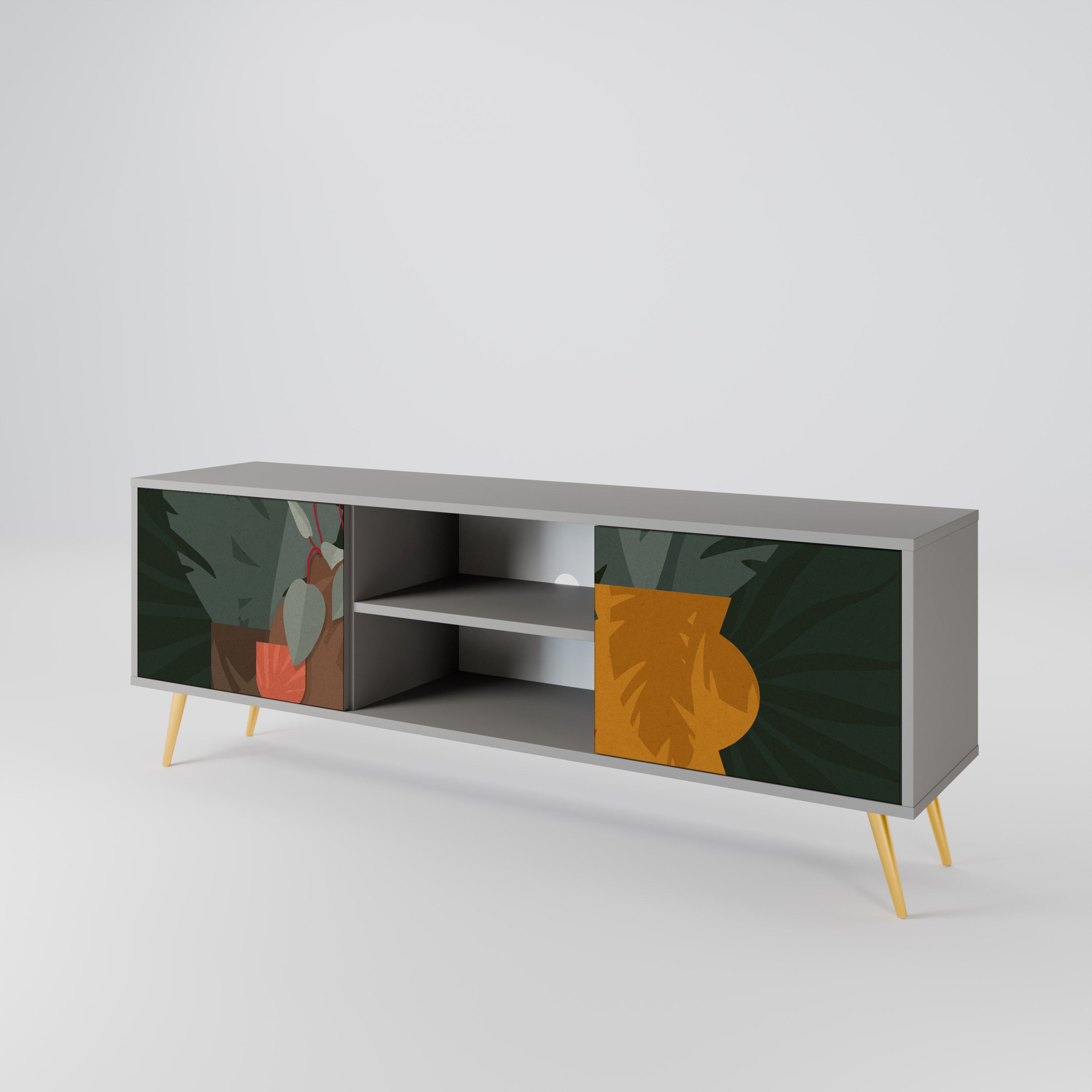 TROPICAL COMPOSITION 2-Door TV Stand in Grey Finish