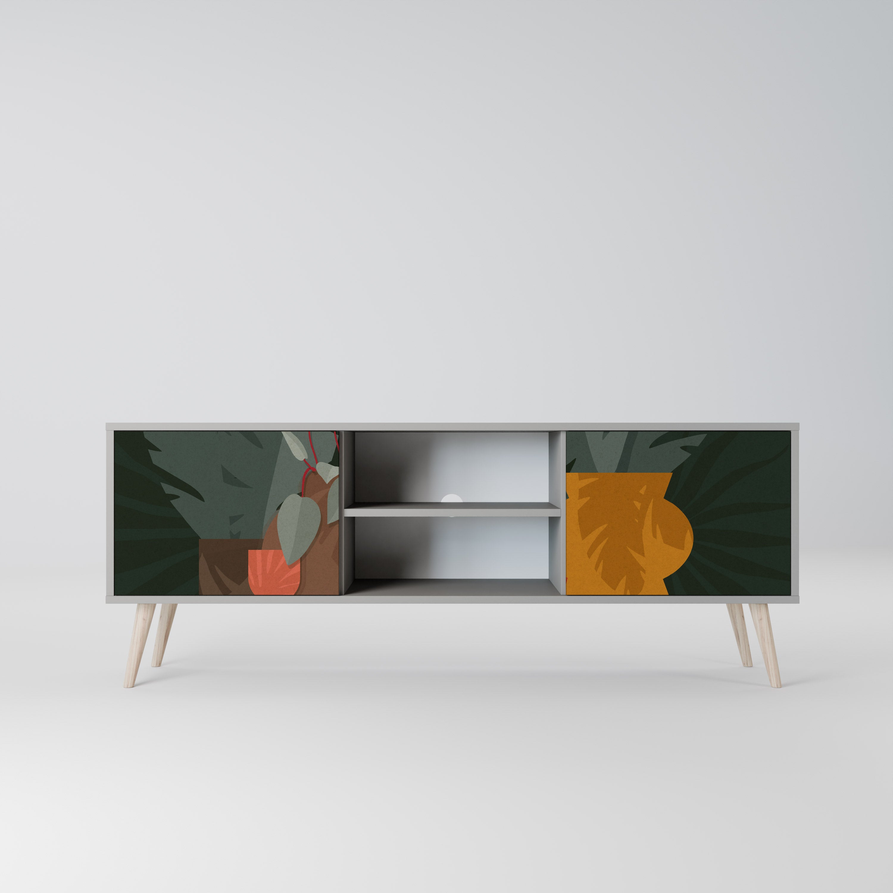 TROPICAL COMPOSITION 2-Door TV Stand in Grey Finish