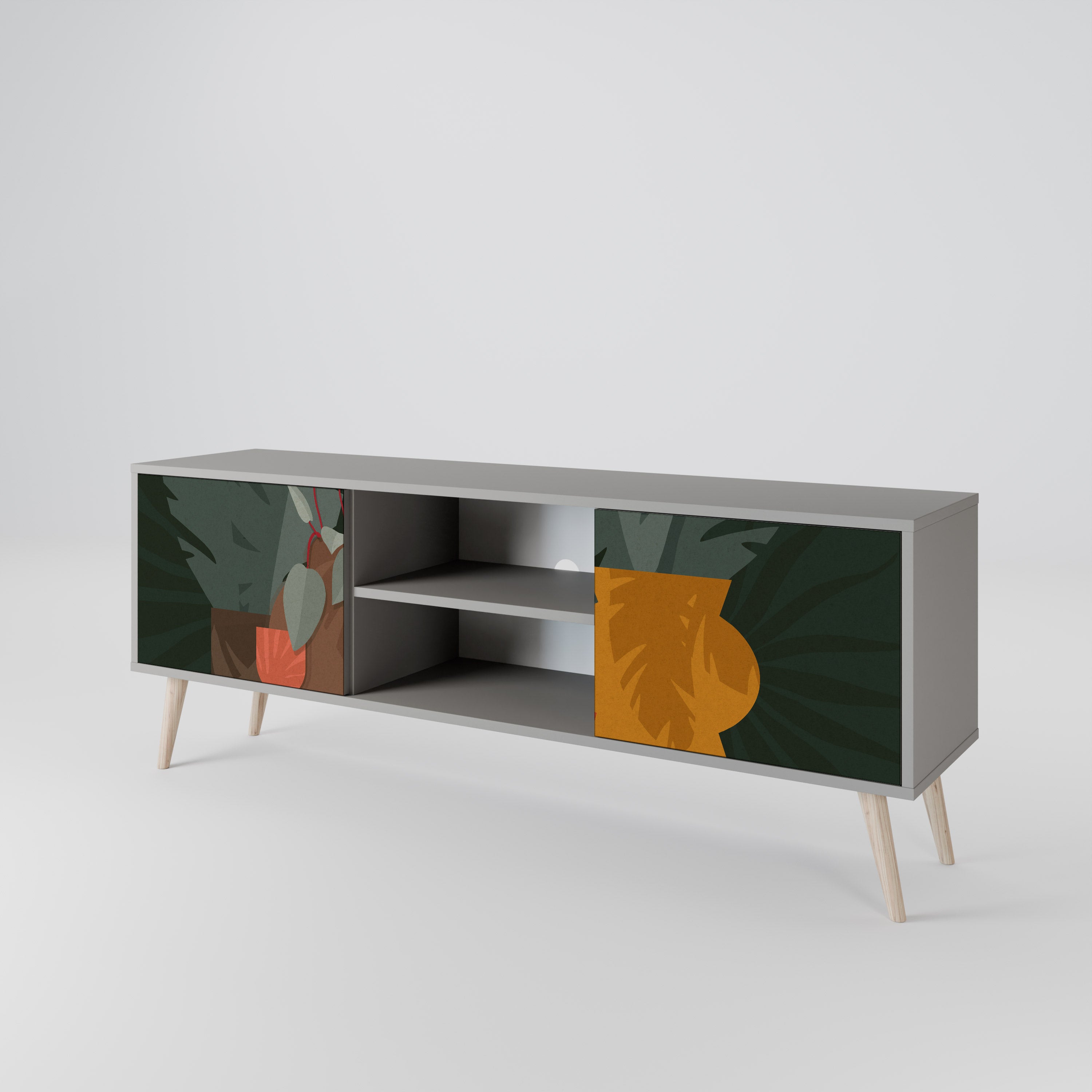 TROPICAL COMPOSITION 2-Door TV Stand in Grey Finish