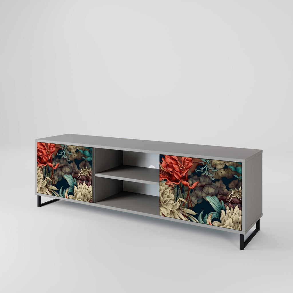 SPROUTING GRACE 2-Door TV Stand in Grey Finish