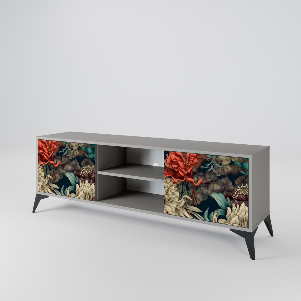 SPROUTING GRACE 2-Door TV Stand in Grey Finish