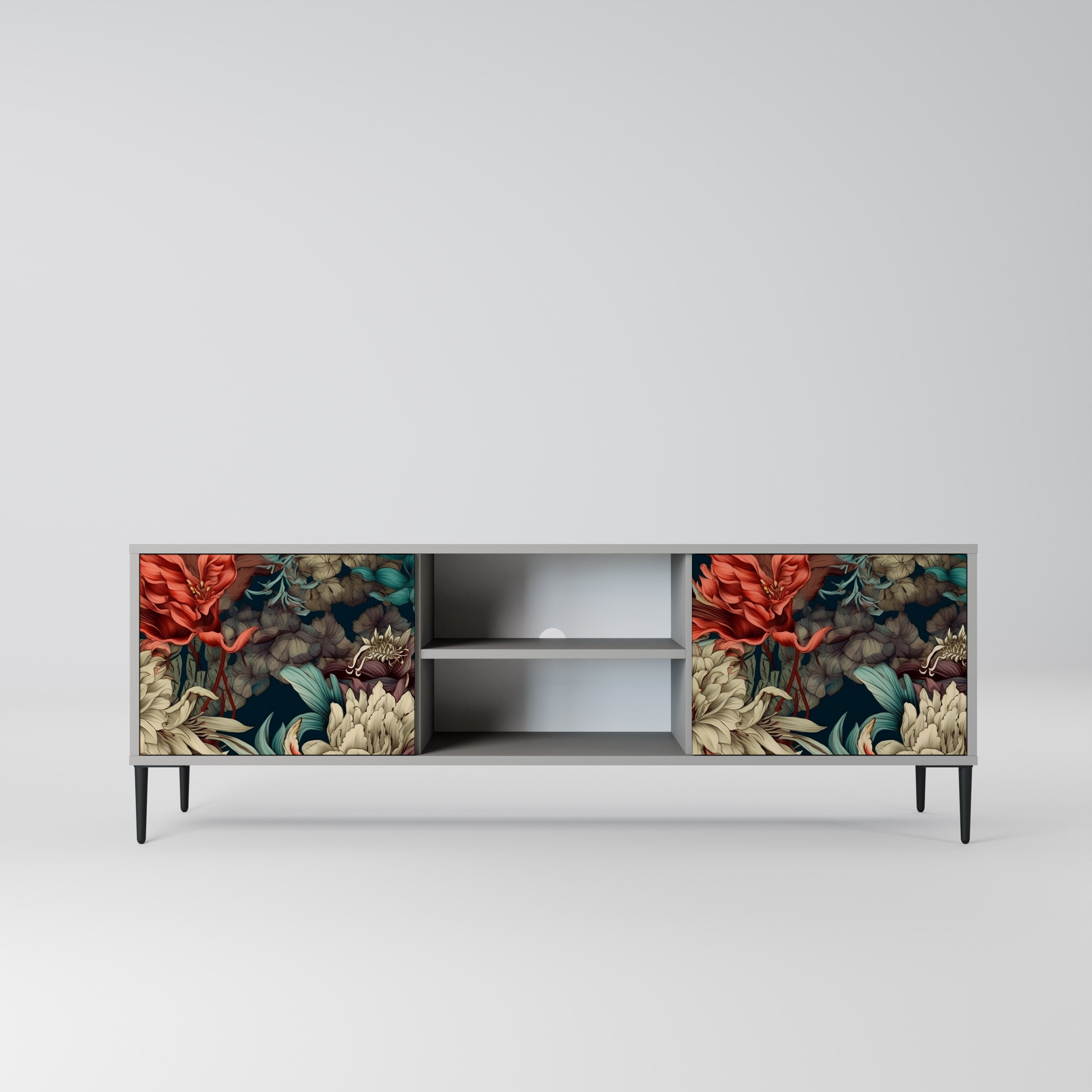 SPROUTING GRACE 2-Door TV Stand in Grey Finish