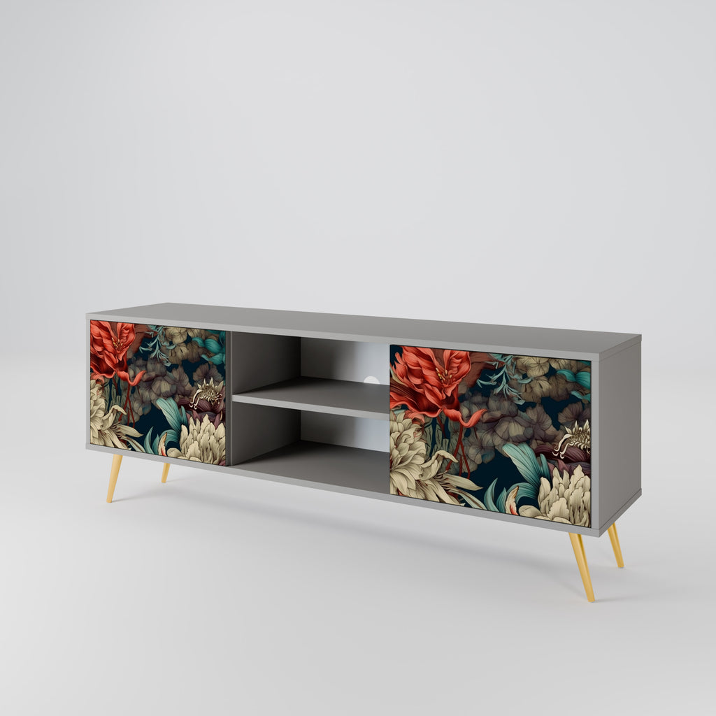 SPROUTING GRACE 2-Door TV Stand in Grey Finish