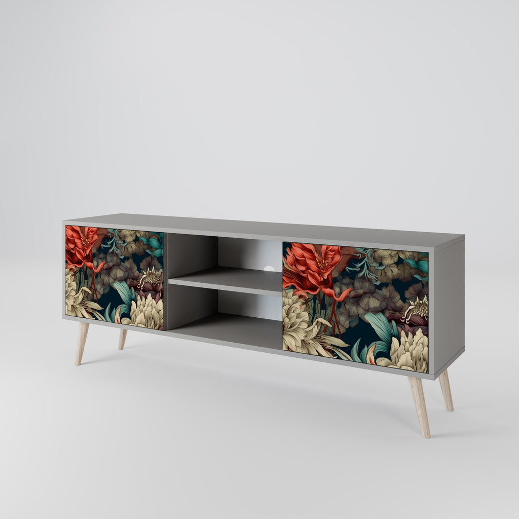 SPROUTING GRACE 2-Door TV Stand in Grey Finish