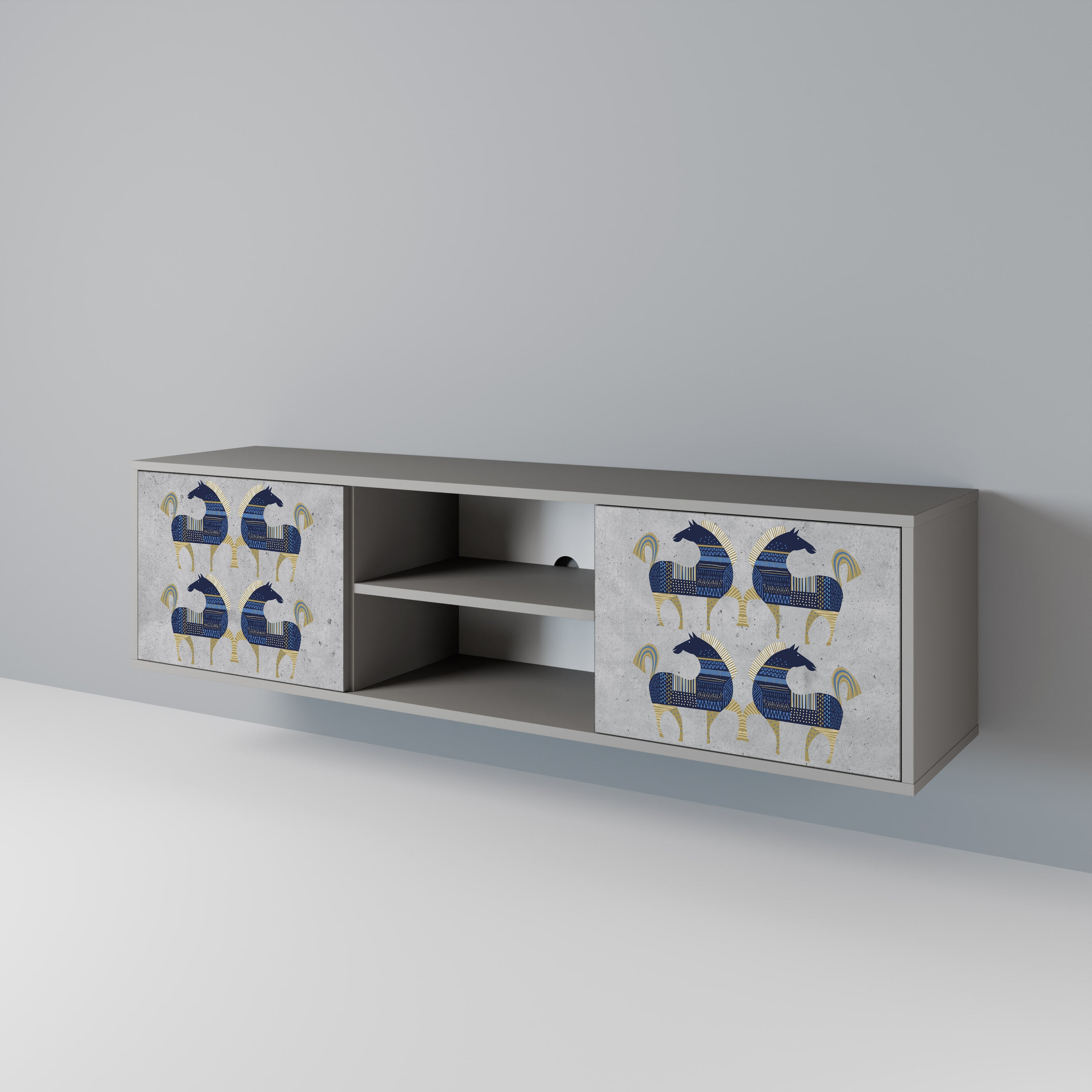 MAJESTIC STEED 2-Door TV Stand in Grey Finish