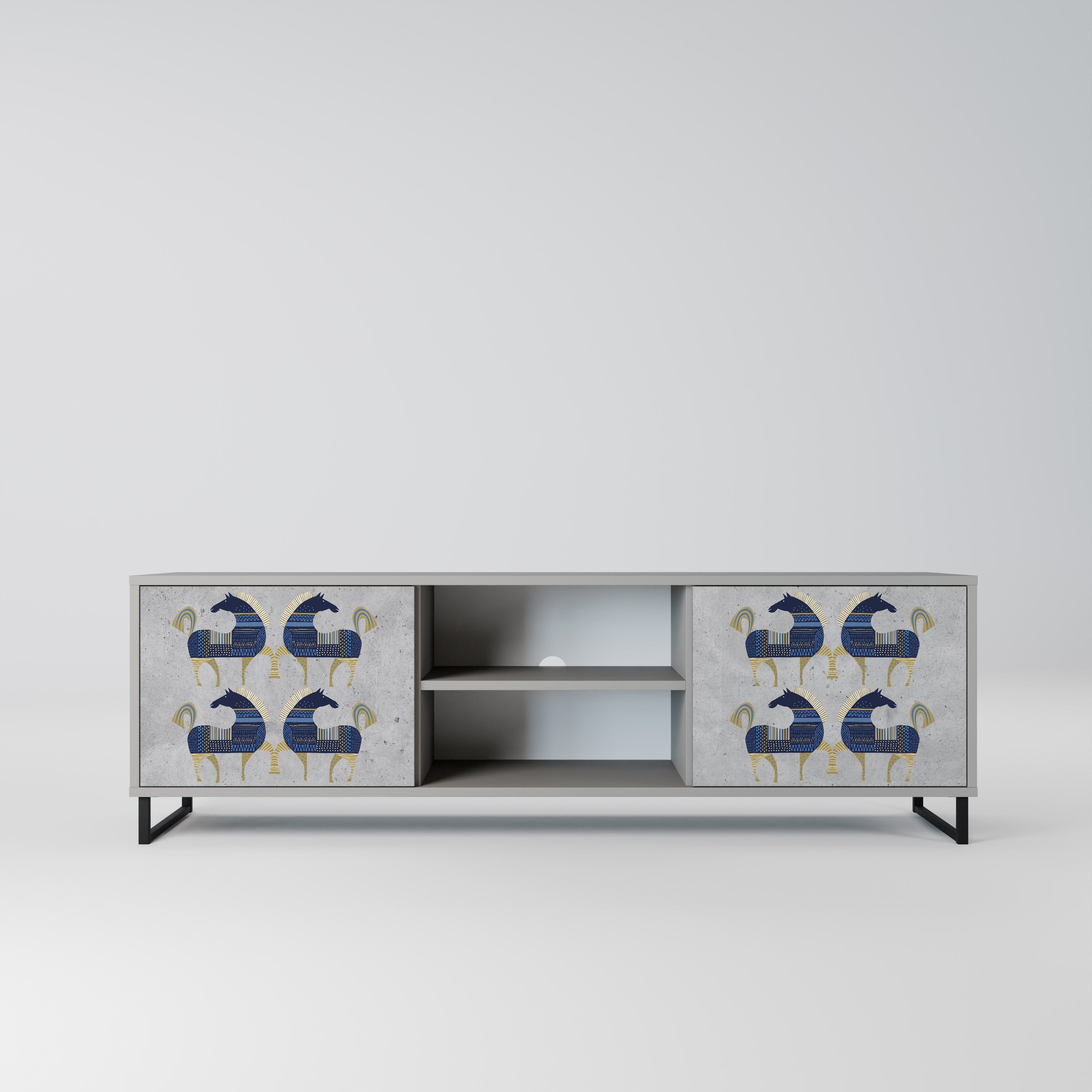 MAJESTIC STEED 2-Door TV Stand in Grey Finish
