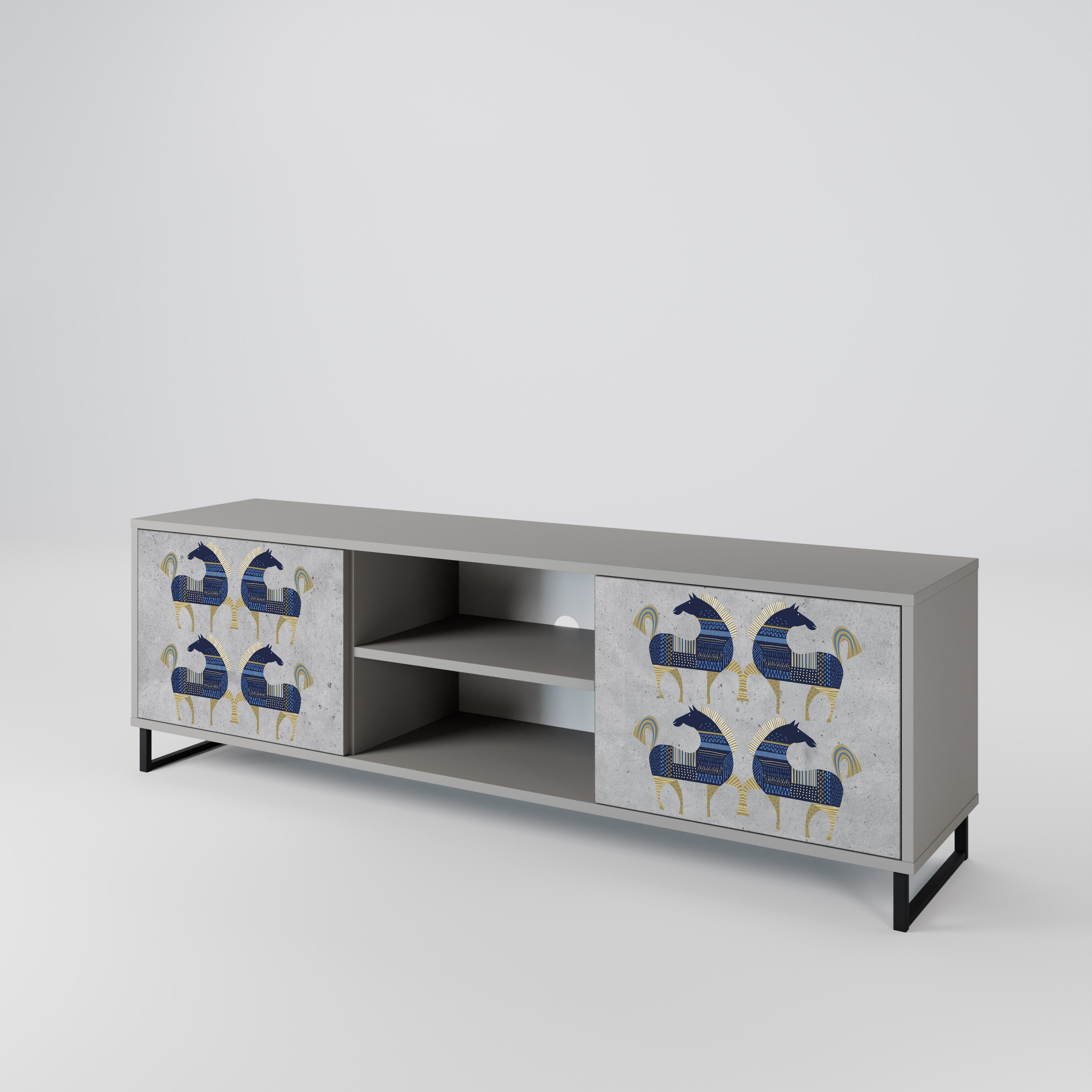 MAJESTIC STEED 2-Door TV Stand in Grey Finish