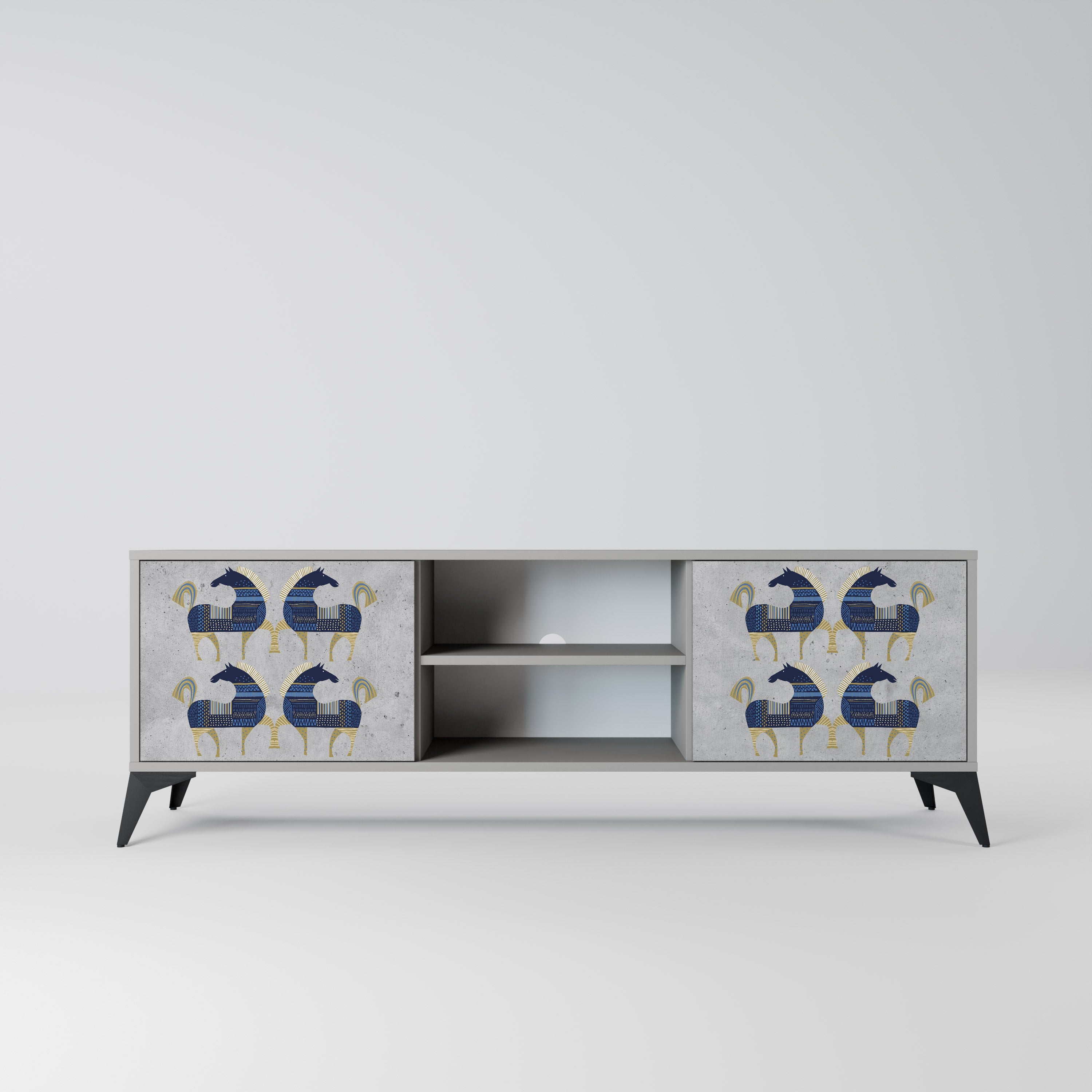 MAJESTIC STEED 2-Door TV Stand in Grey Finish