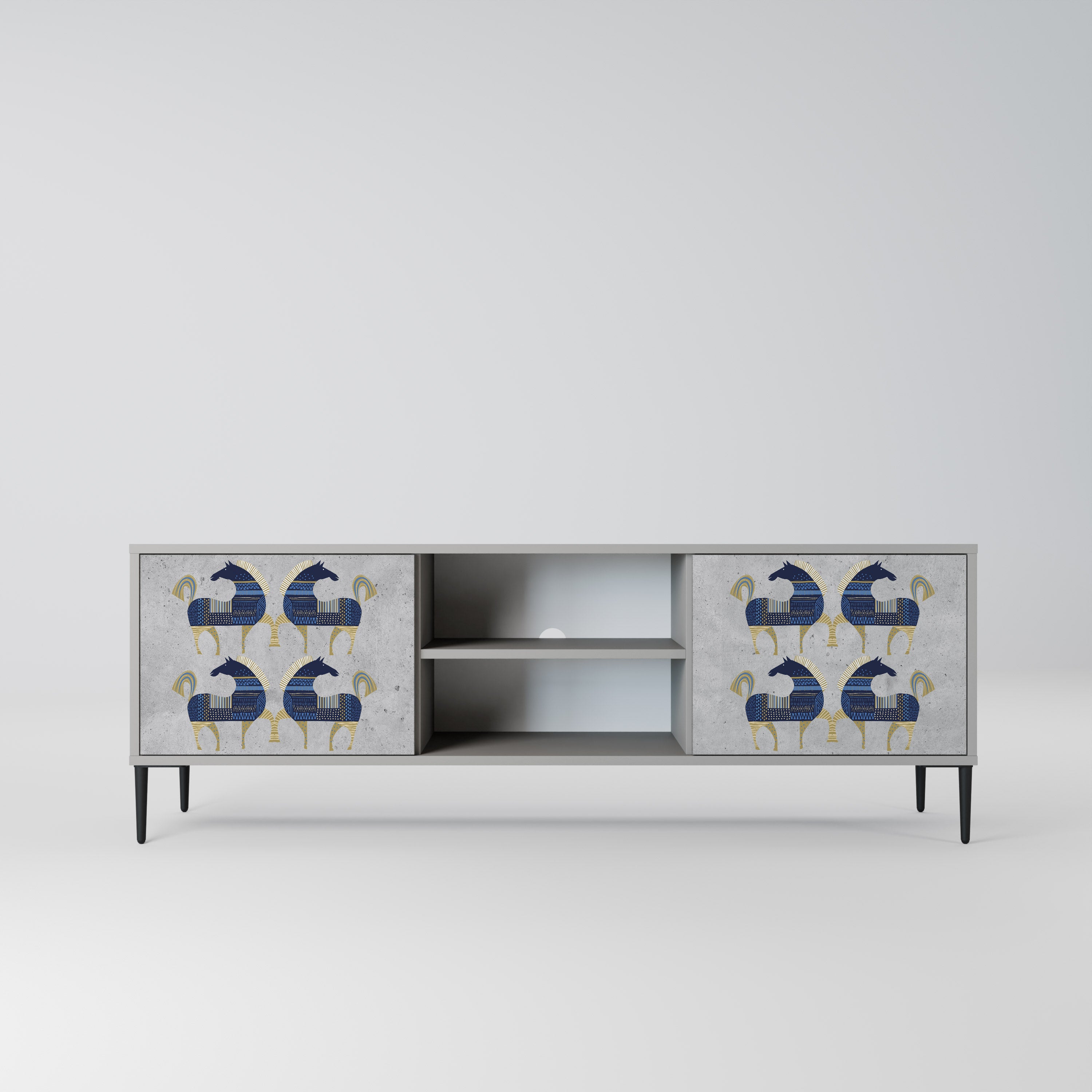 MAJESTIC STEED 2-Door TV Stand in Grey Finish