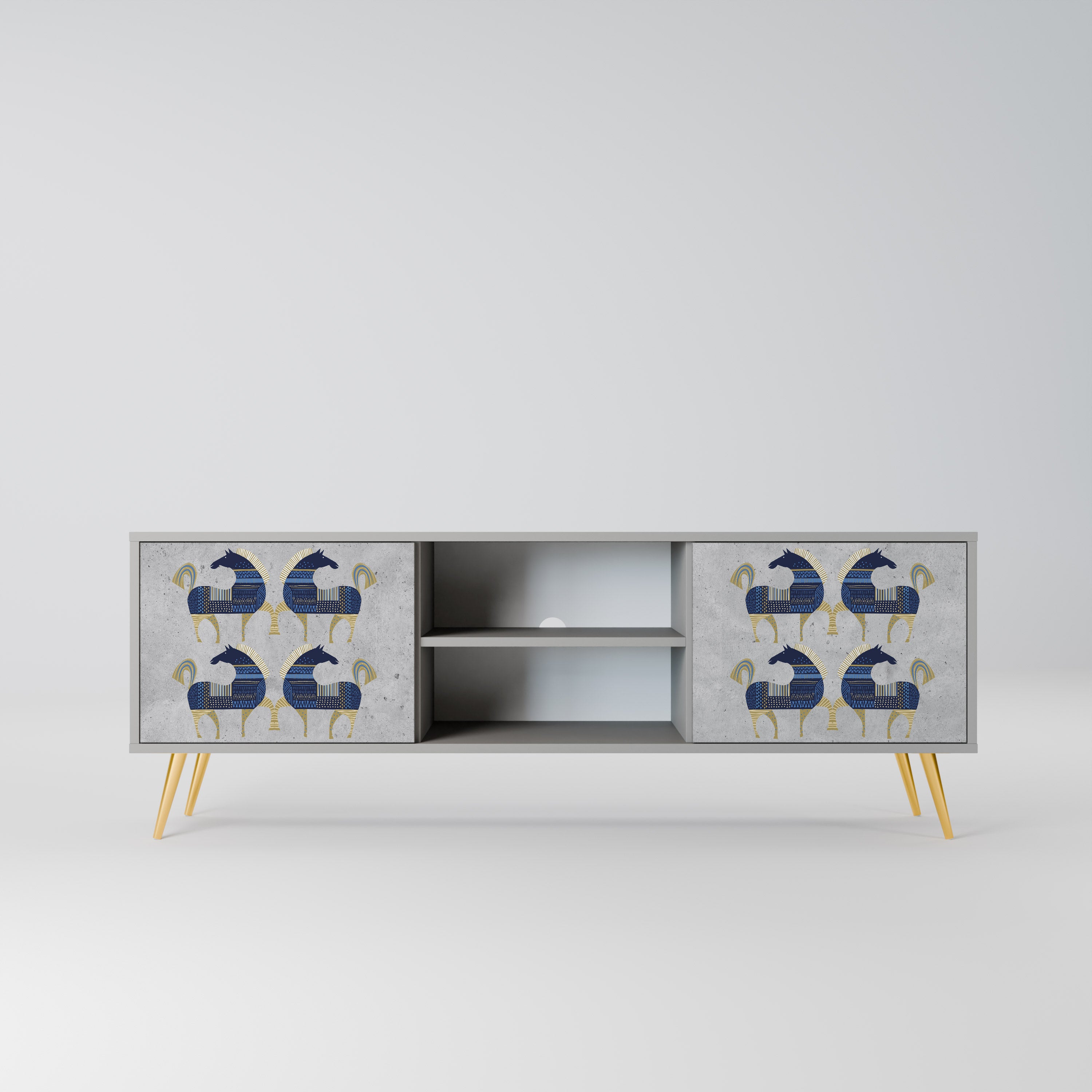 MAJESTIC STEED 2-Door TV Stand in Grey Finish