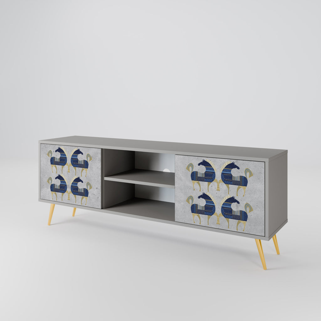MAJESTIC STEED 2-Door TV Stand in Grey Finish