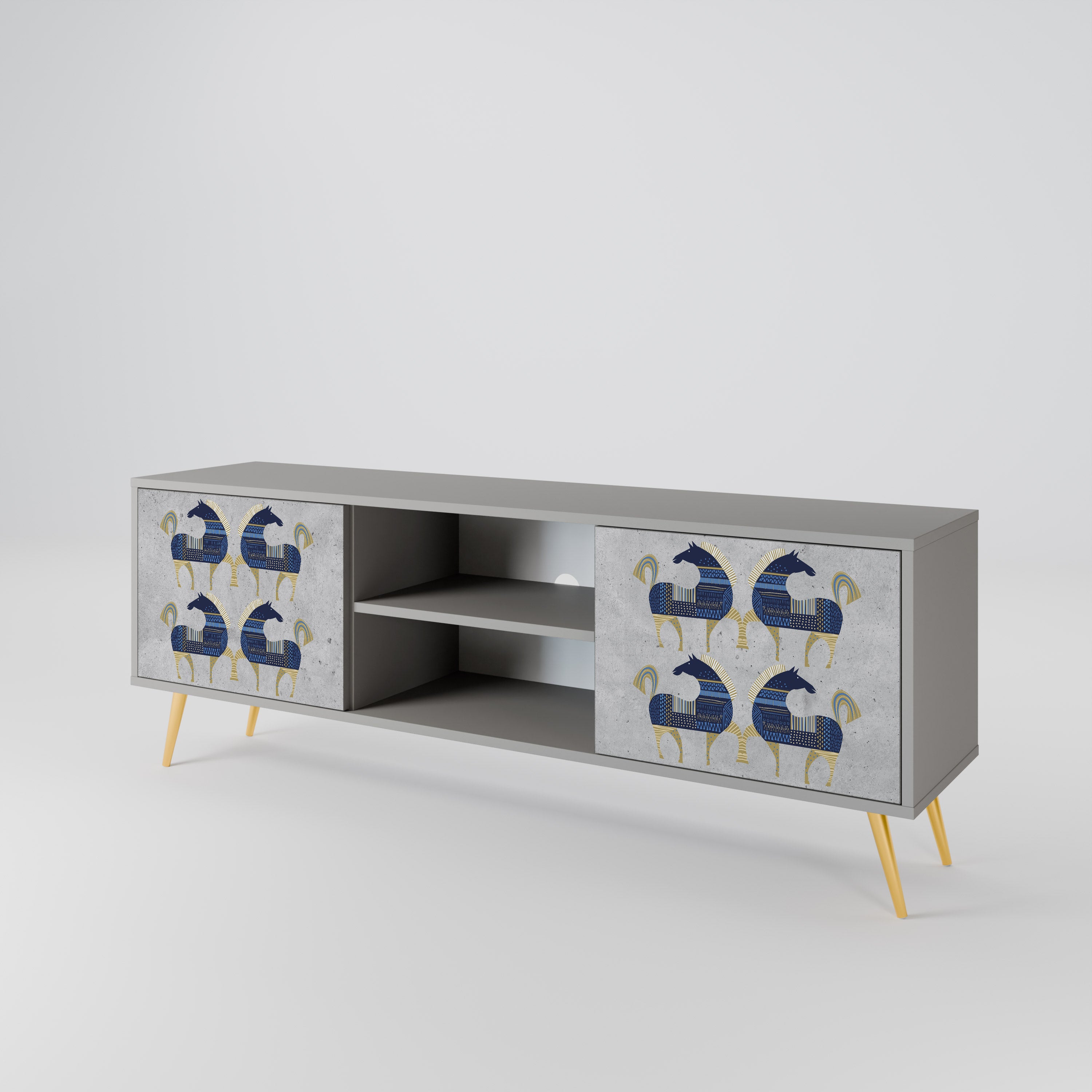 MAJESTIC STEED 2-Door TV Stand in Grey Finish