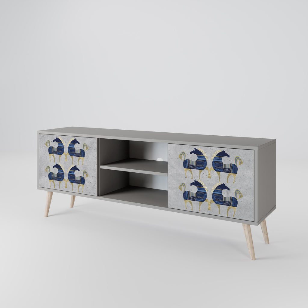 MAJESTIC STEED 2-Door TV Stand in Grey Finish