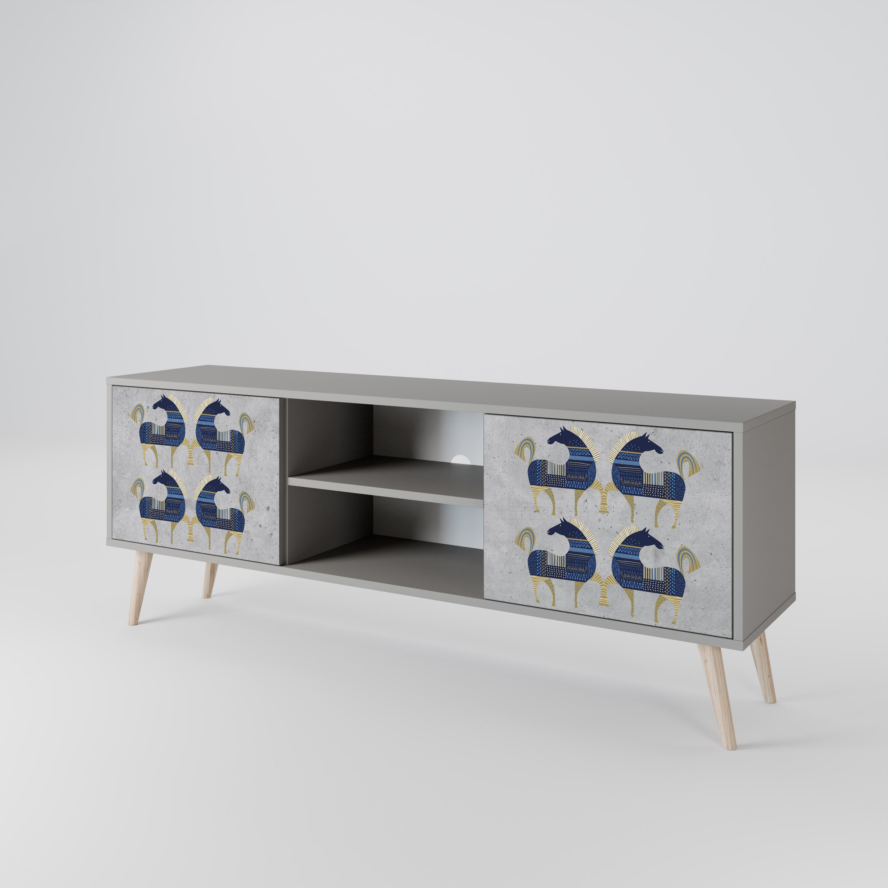 MAJESTIC STEED 2-Door TV Stand in Grey Finish