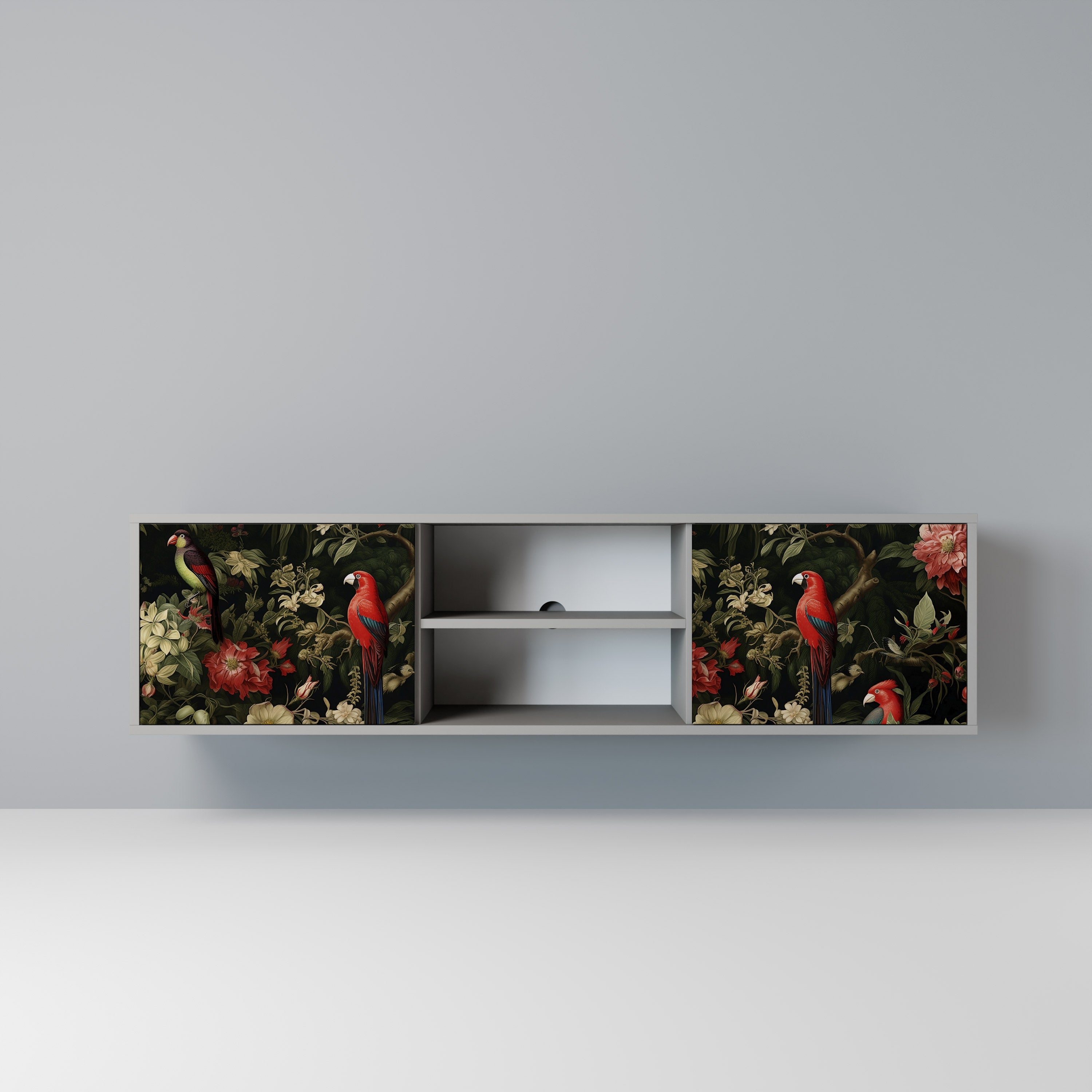 AVIAN GREENERY 2-Door TV Stand in Grey Finish