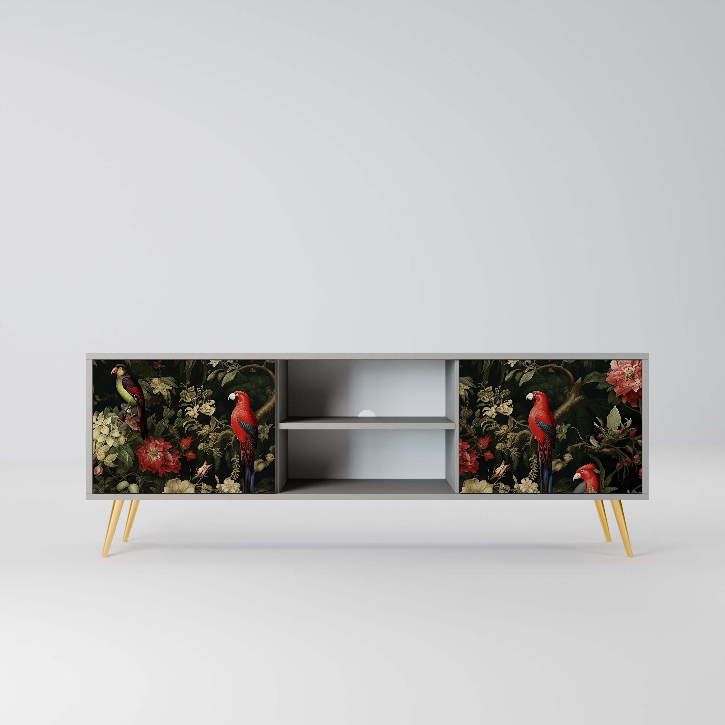 AVIAN GREENERY 2-Door TV Stand in Grey Finish
