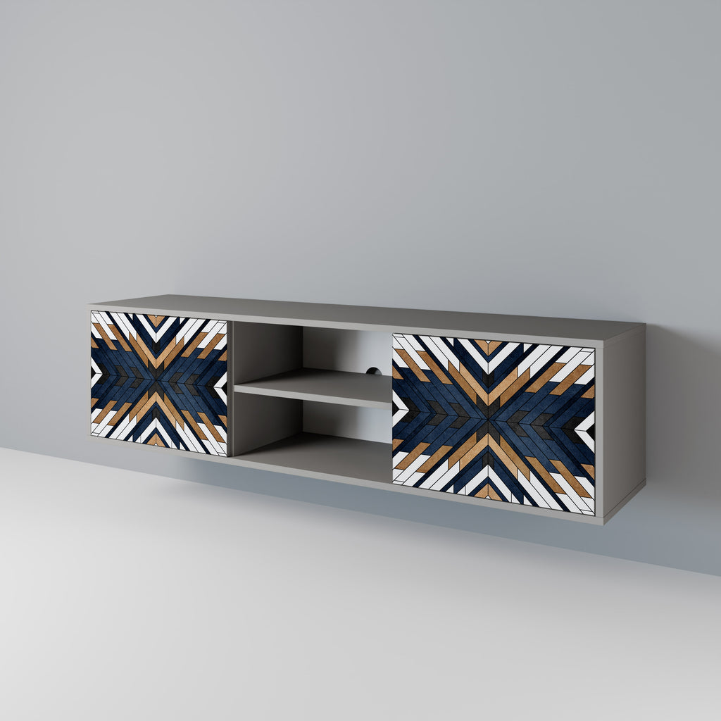 ARTFUL GEOMETRY 2-Door TV Stand in Grey Finish