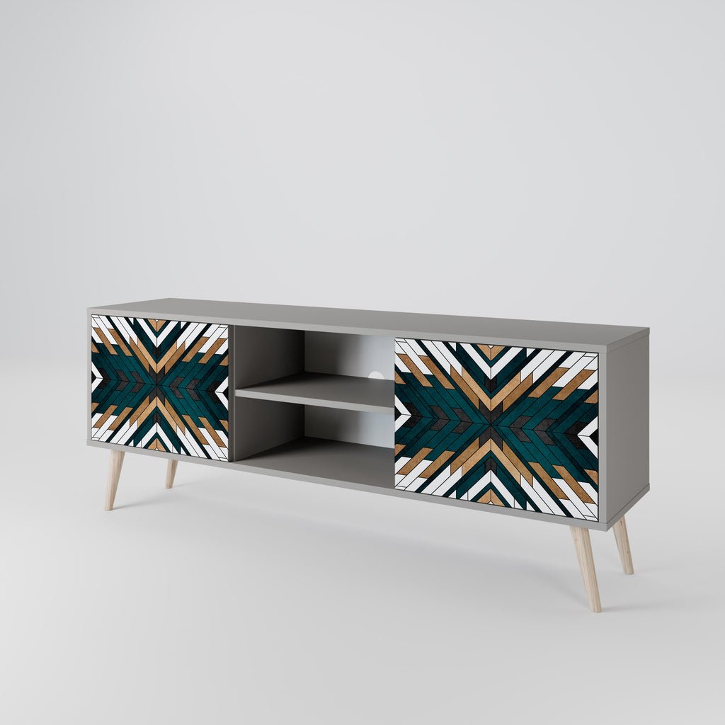 ARTISTIC GEOMETRY 2-Door TV Stand in Grey Finish