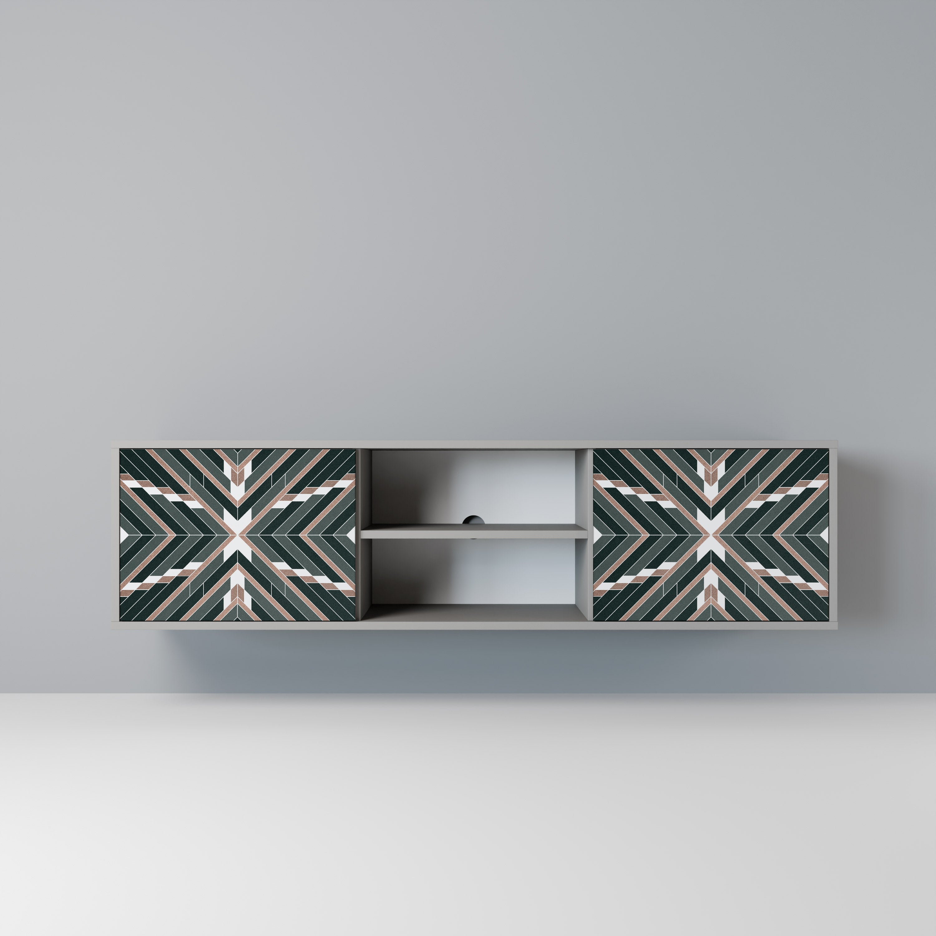 DIMENSION DELIGHTS 2-Door TV Stand in Grey Finish