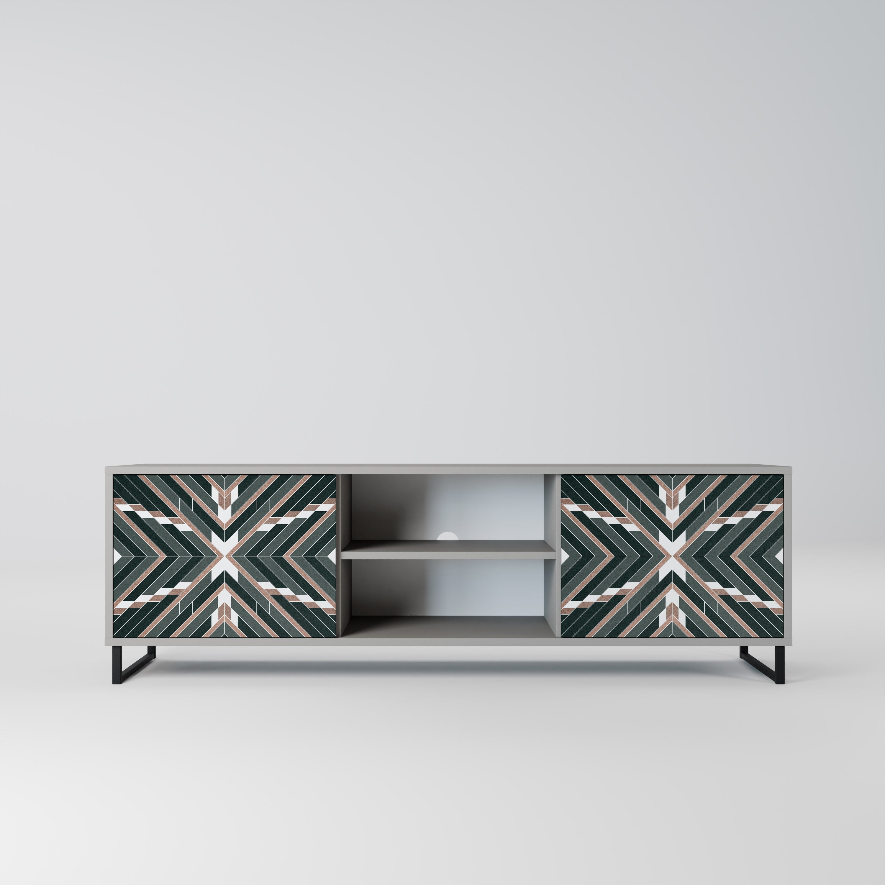 DIMENSION DELIGHTS 2-Door TV Stand in Grey Finish