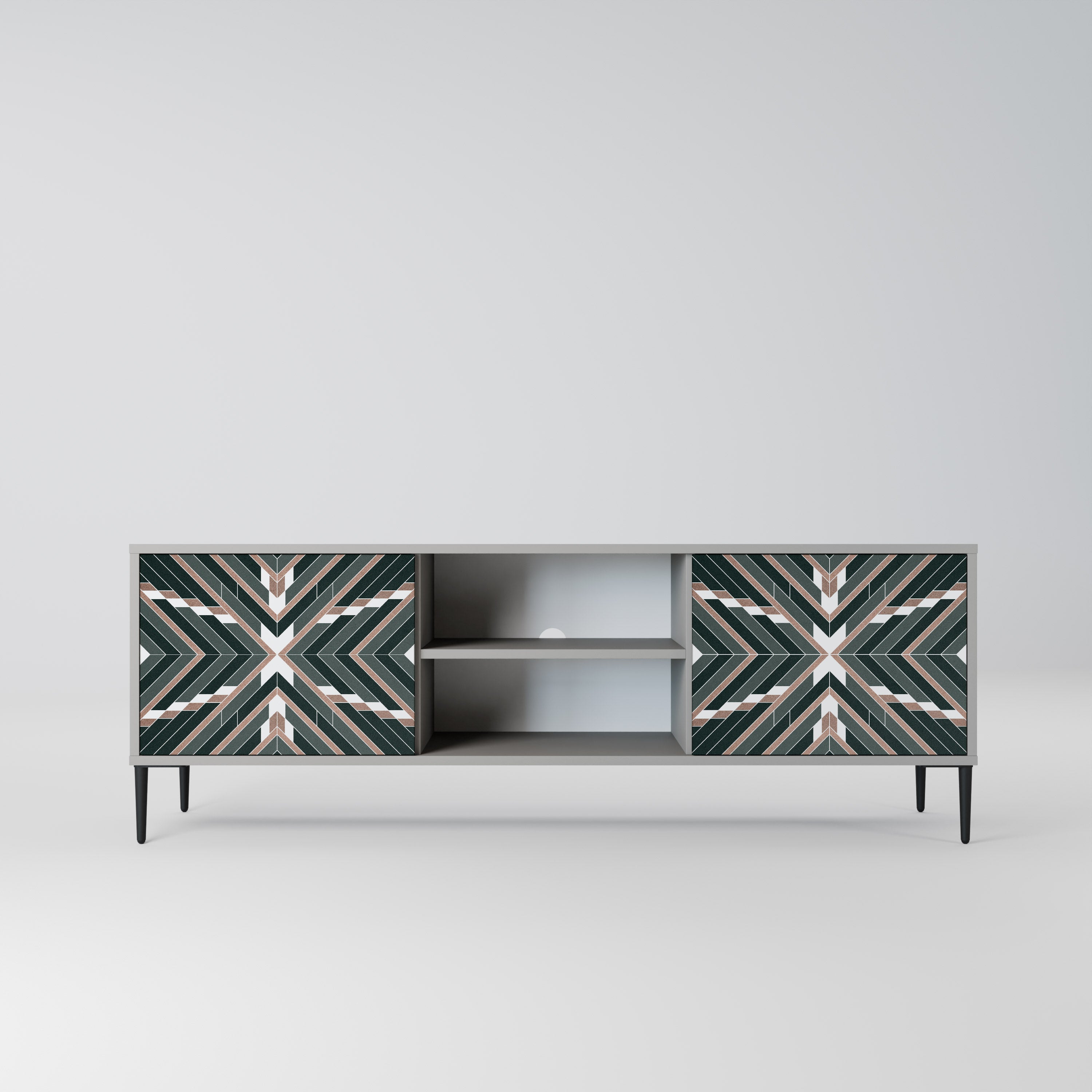 DIMENSION DELIGHTS 2-Door TV Stand in Grey Finish