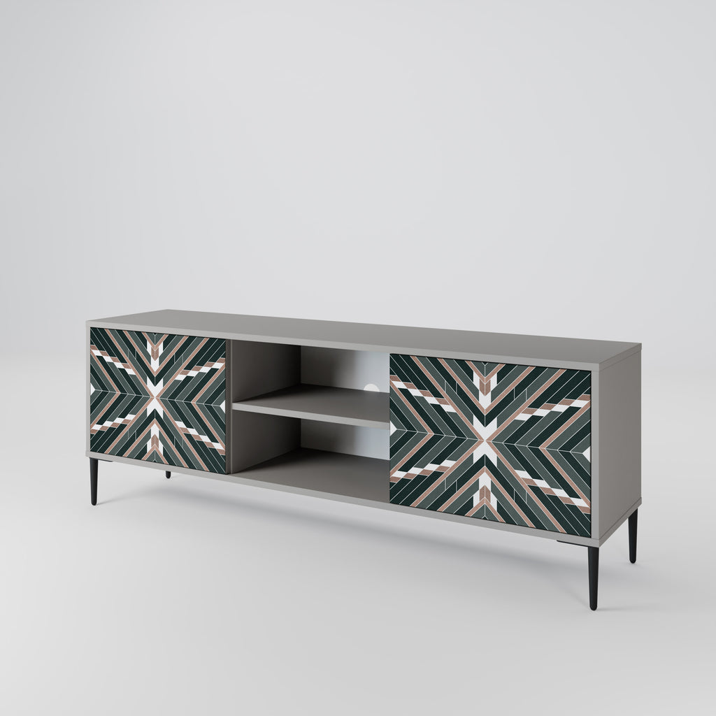 DIMENSION DELIGHTS 2-Door TV Stand in Grey Finish