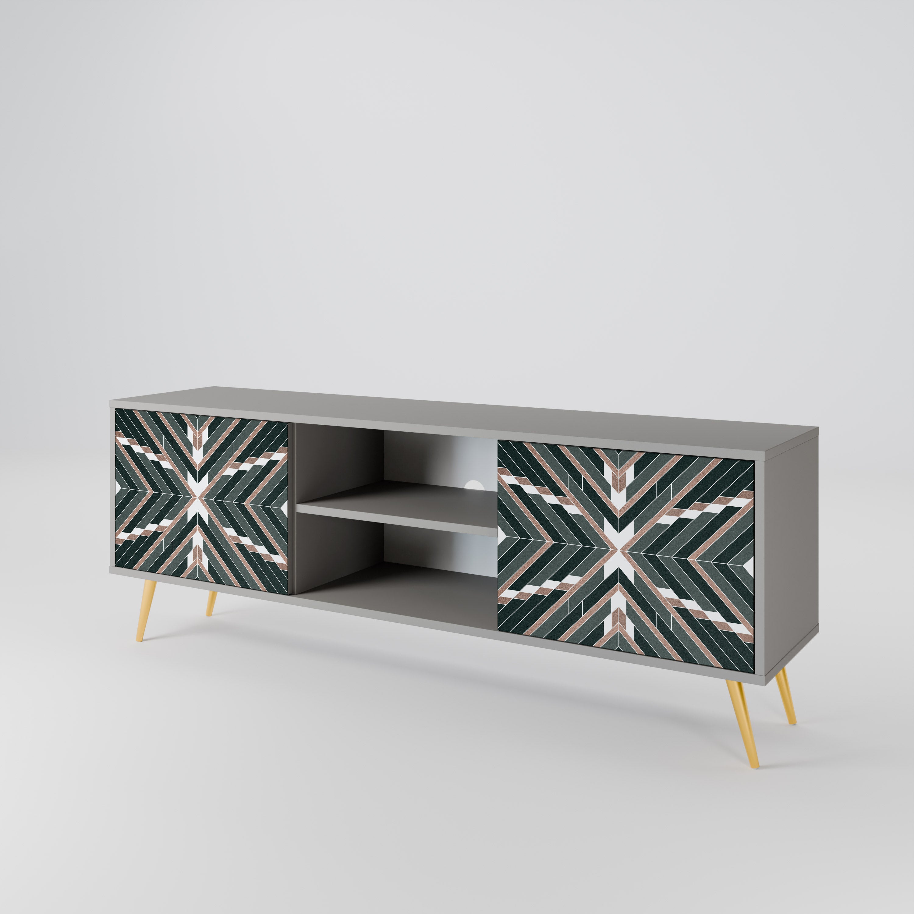 DIMENSION DELIGHTS 2-Door TV Stand in Grey Finish
