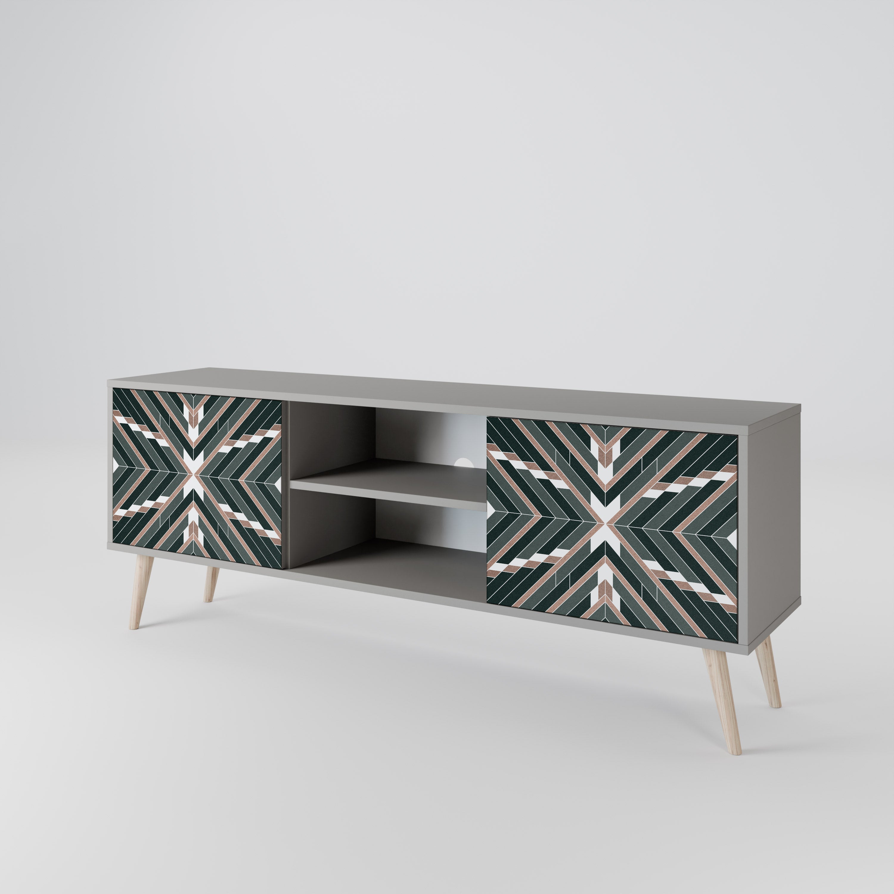 DIMENSION DELIGHTS 2-Door TV Stand in Grey Finish