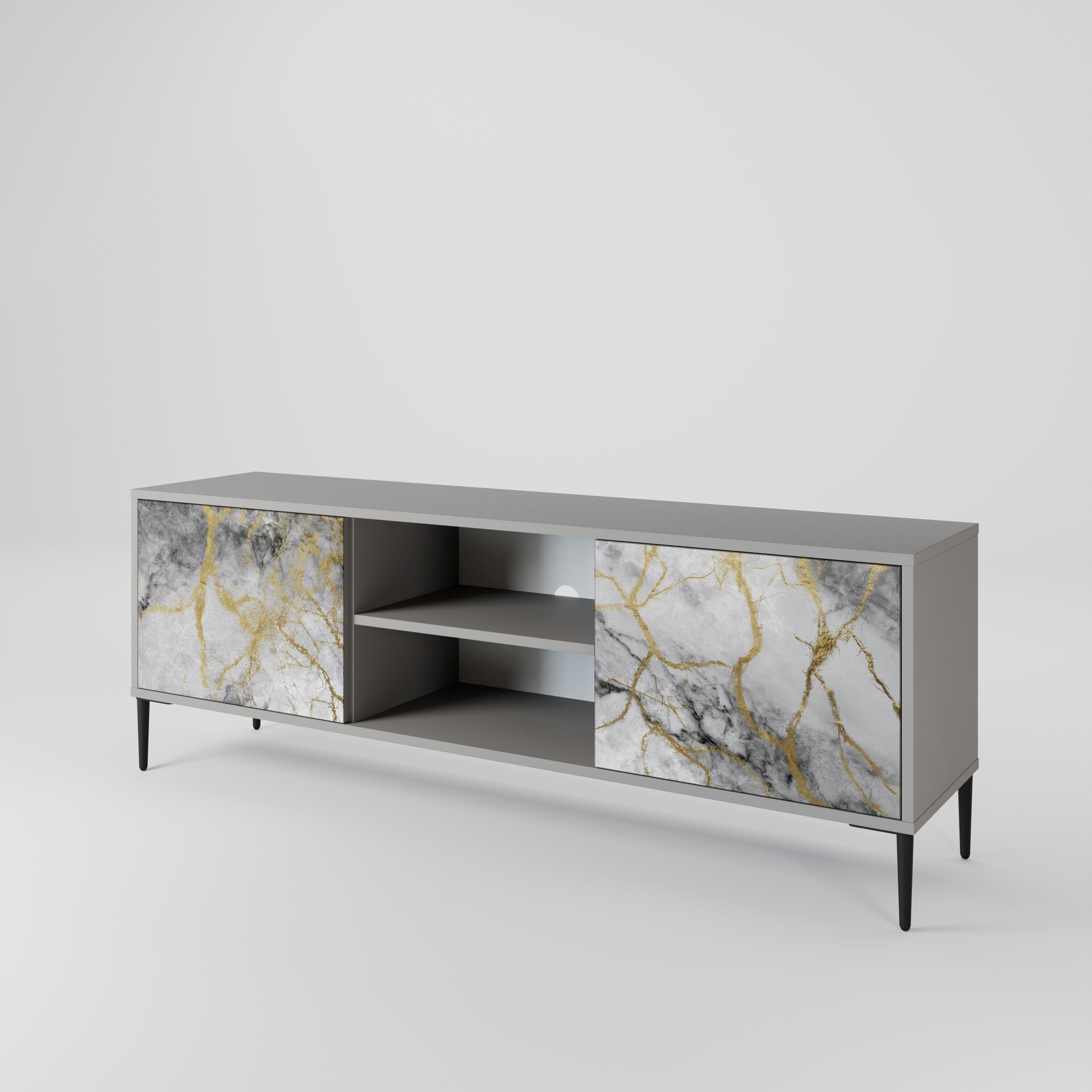 TIMELESS GLIDE 2-Door TV Stand in Grey Finish