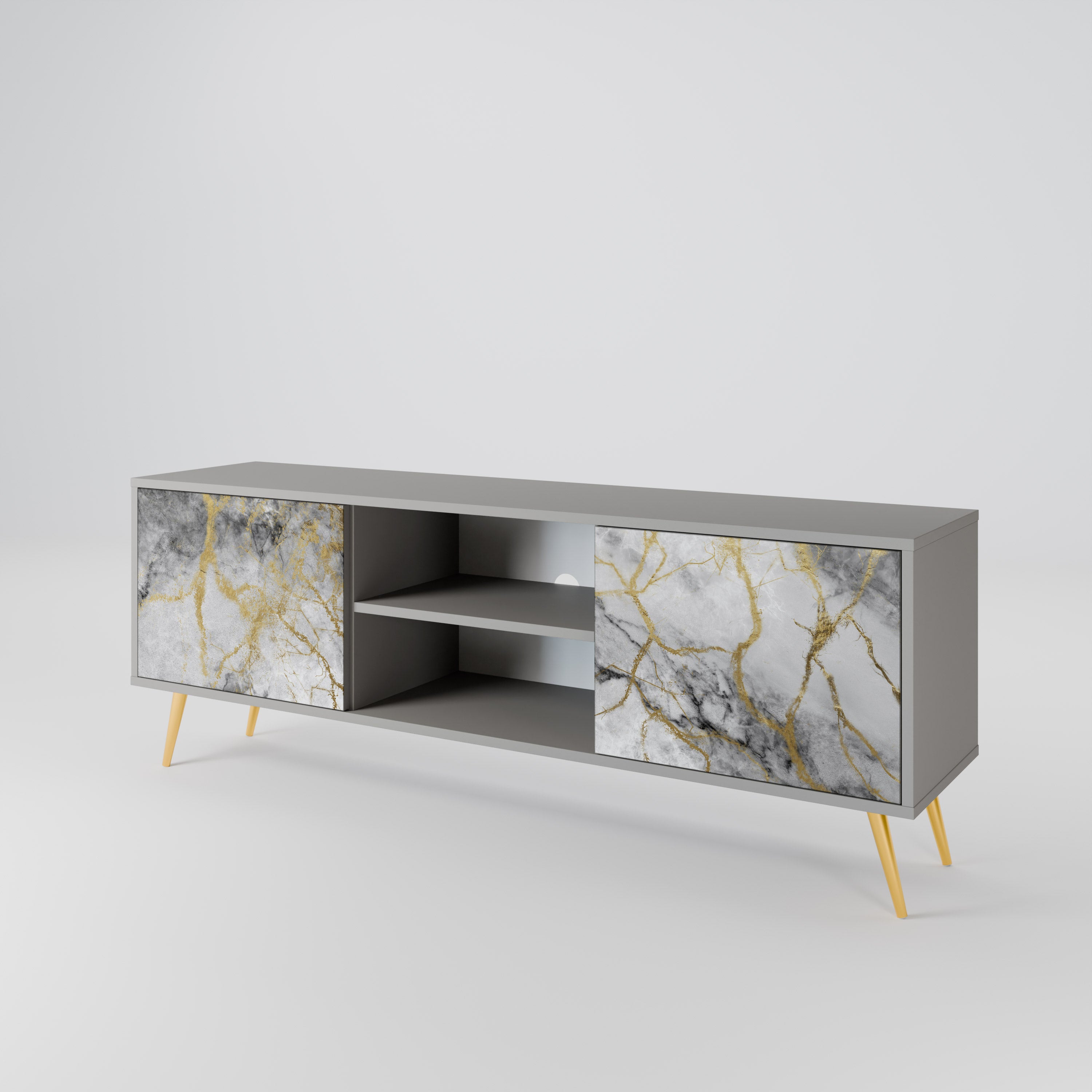 TIMELESS GLIDE 2-Door TV Stand in Grey Finish