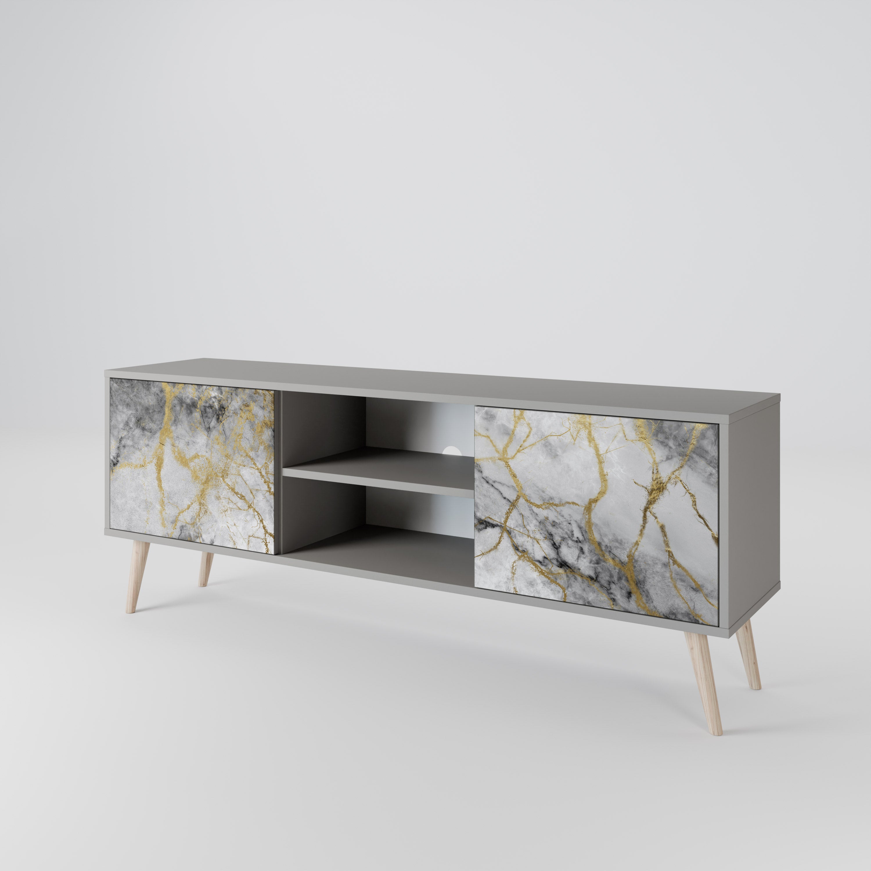 TIMELESS GLIDE 2-Door TV Stand in Grey Finish