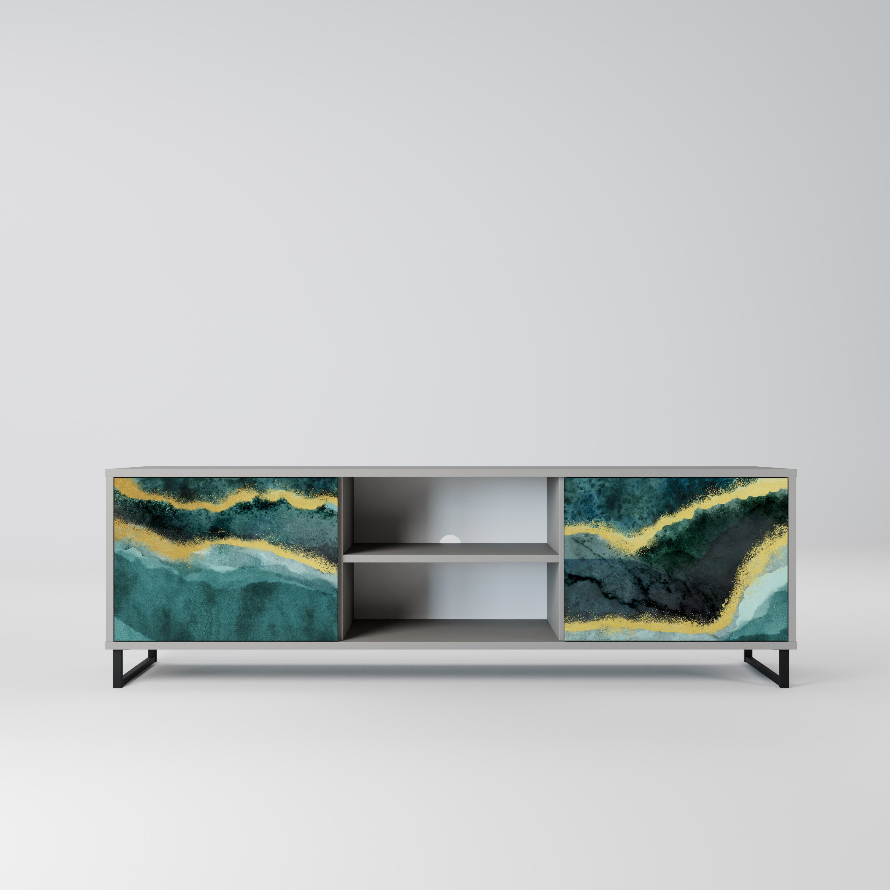 GOLDRUSH ODYSSEY 2-Door TV Stand in Grey Finish
