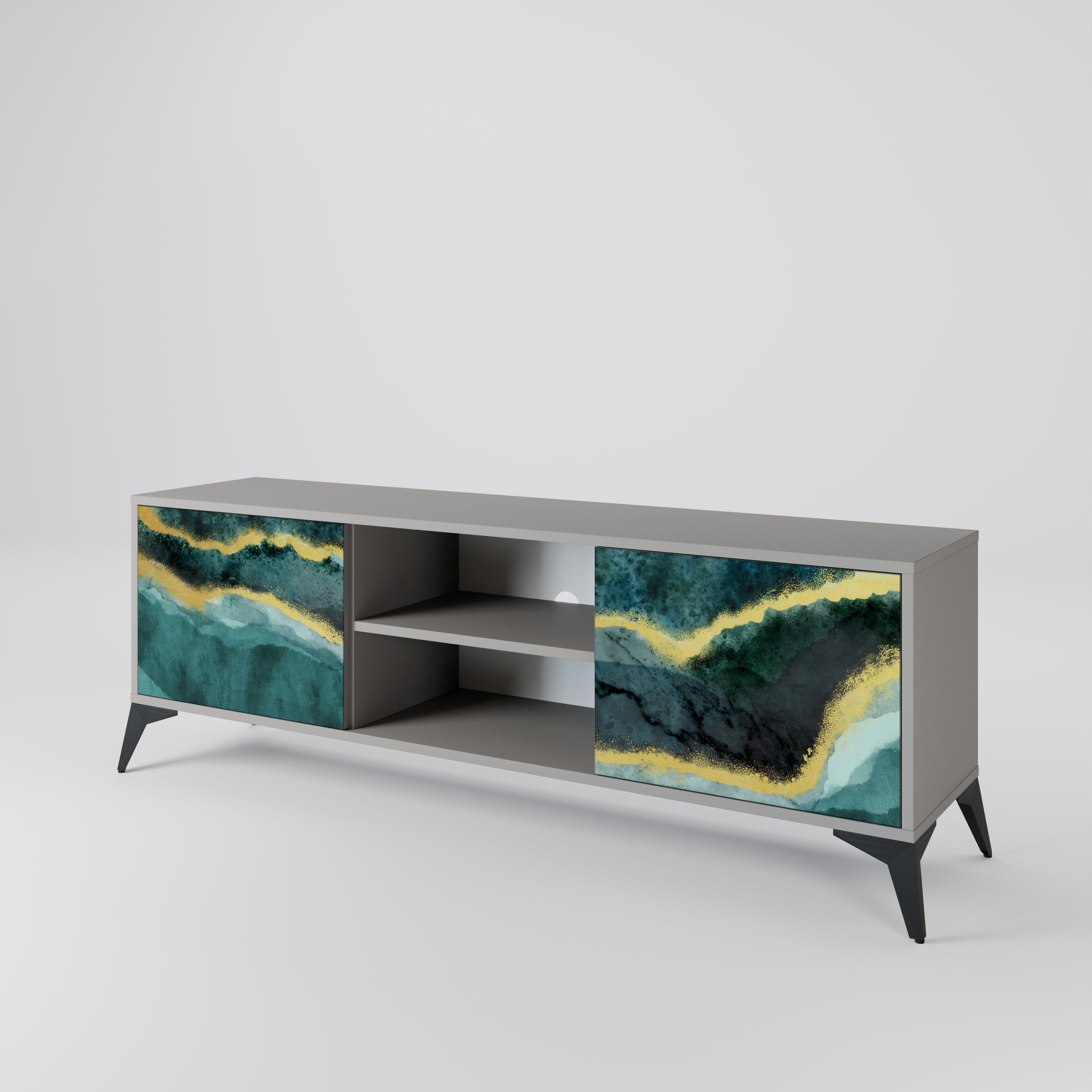 GOLDRUSH ODYSSEY 2-Door TV Stand in Grey Finish